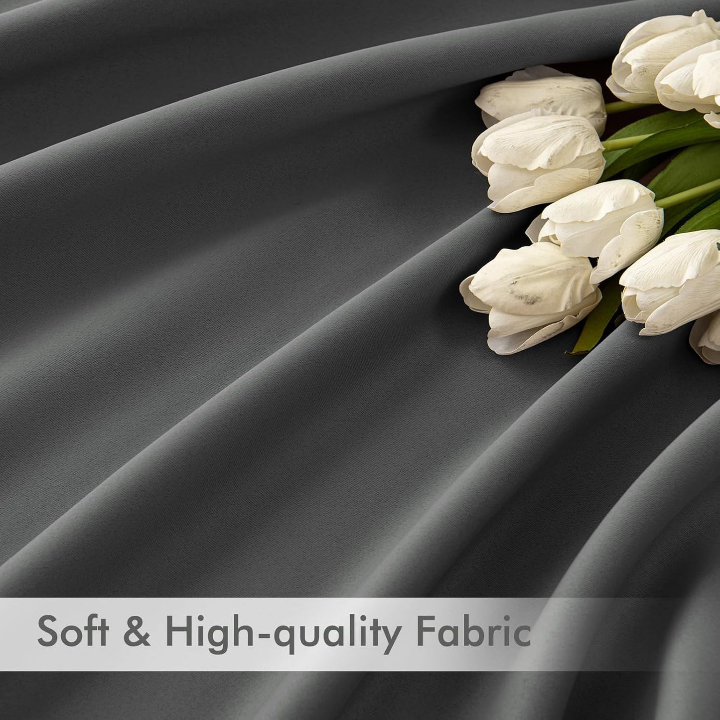 MIULEE Back Tab Grey Blackout Curtains 90 Inch Long 2 Panels Set for Living Room Bedroom Privacy, Rod Pocket/Pinch Pleated Thermal Insulated Room Darkening Light Blocking Curtains, 52 x 90 Inch