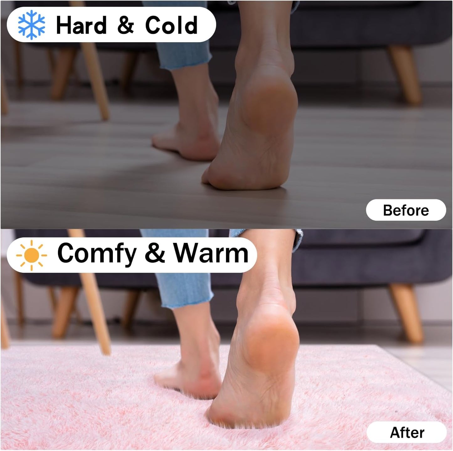 Ultra Soft Fluffy Pink Rugs for Bedroom 2x6 Feet, Fluffy Shag Area Rugs for Living Room, Large Comfy Furry Rug for Girls Kids Baby Room Decor, Non Slip Nursery Modern Indoor Fuzzy Floor Bedside Carpet