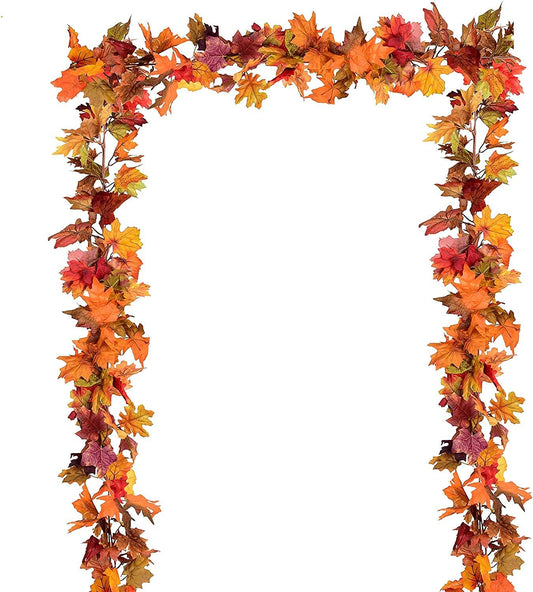 3 Pack Fall Maple Leaf Garland Artificial Maple Garland, Autumn Hanging Fall Leave Vines for Indoor Outdoor Wedding Thanksgiving Dinner Party Decor