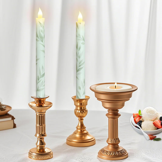 Willow Leaf Flameless Taper Candles with Remote & Timer Real Wax LED Taper Candles Flickering Candlesticks Battery Operated Candle for Home Wedding Party Summer Fall Christmas Decor 2 Pack 9.6"