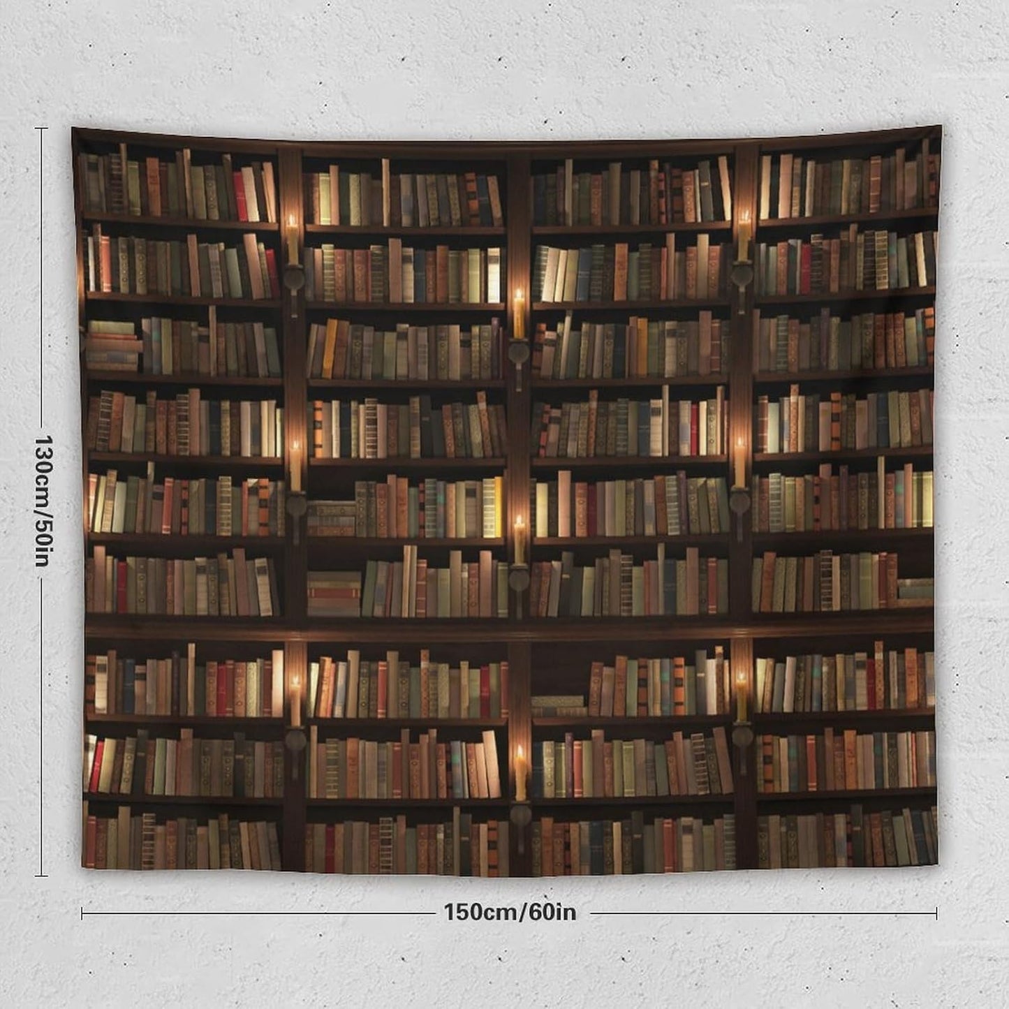 Kurtect Bookshelf Tapestry,Retro Library Bookcase Antique Mid Century Pattern Print Tapestries for Party Beach Picnic Blankets Tablecloths Living Room Wall Deocr, 50x60 in