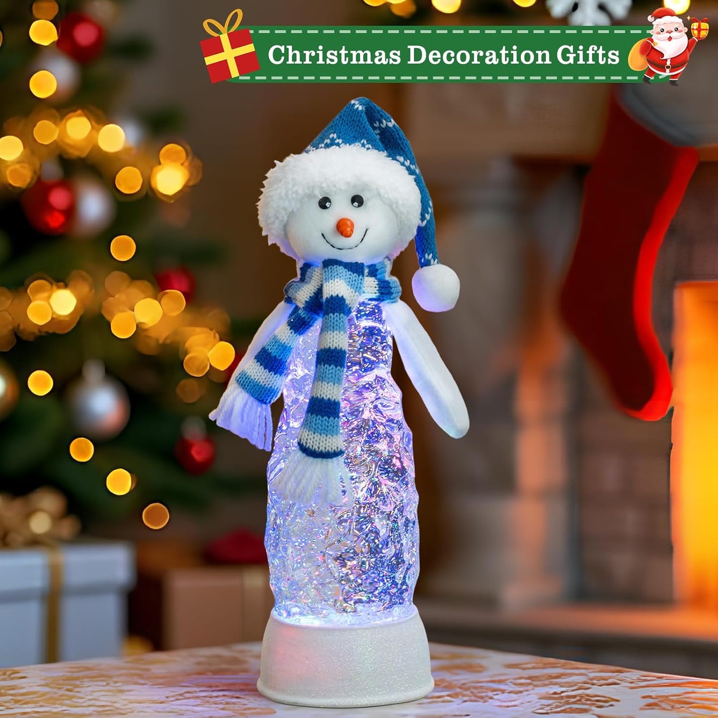 Christmas Snow Globe Lantern Indoor Decor, Cardinal Snowman Christmas Tree with Music,6H Timer,USB Lined/Battery Operated Lighted Lantern for Christmas Festival Decoration Gifts