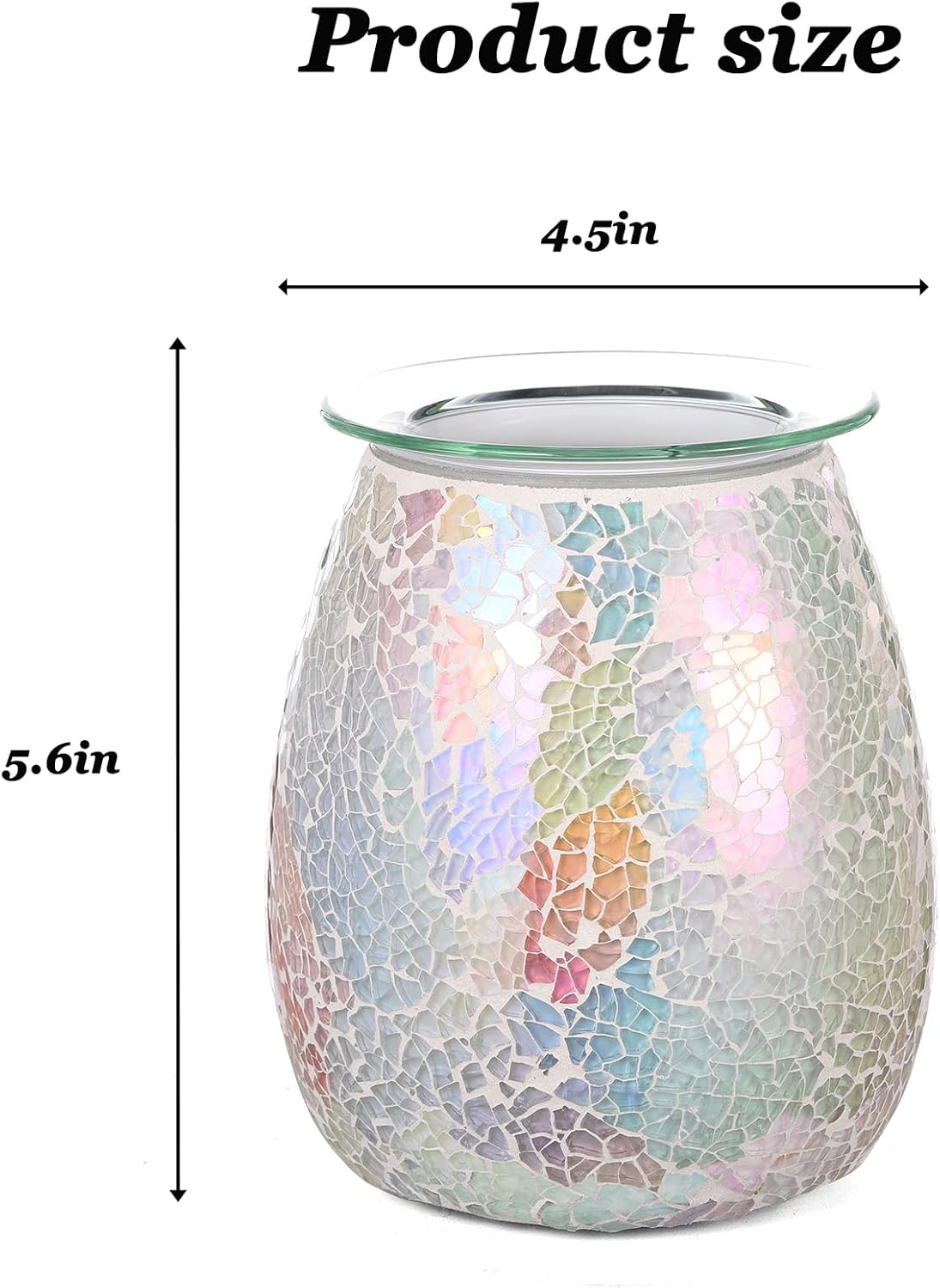 Dicimi Glass Wax Melt Heater, Candle Heater, Mosaic Electric Fuel Burner - Incense Wax Cube Melting and Burner - Home Electric Air Freshener Art Present (Light Color)