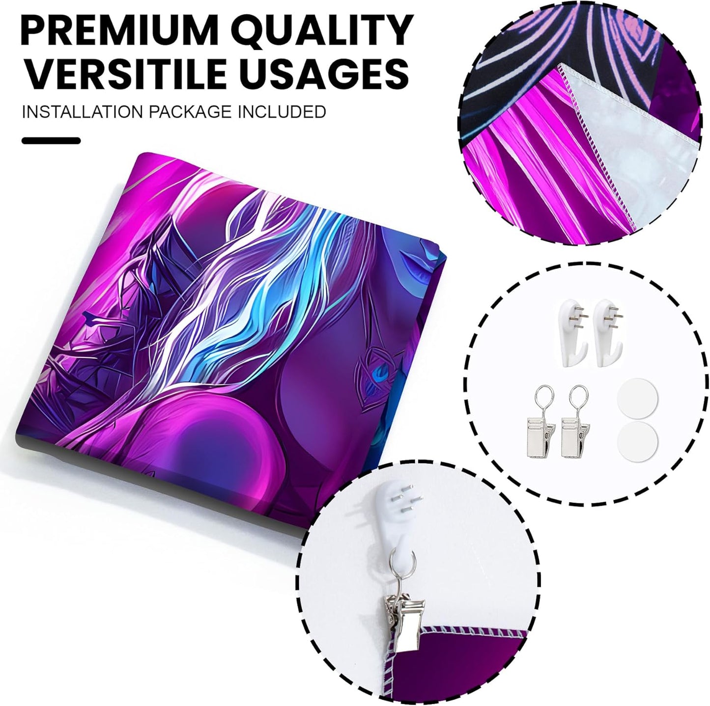 Blacklight Tapestry,WingTapestry Glow In The Dark,UV Reactive Black Light Upright Posters Wall Hanging for Bedroom Dorm Living Room Backdrop Decor (wing8, 90L" x 70W")