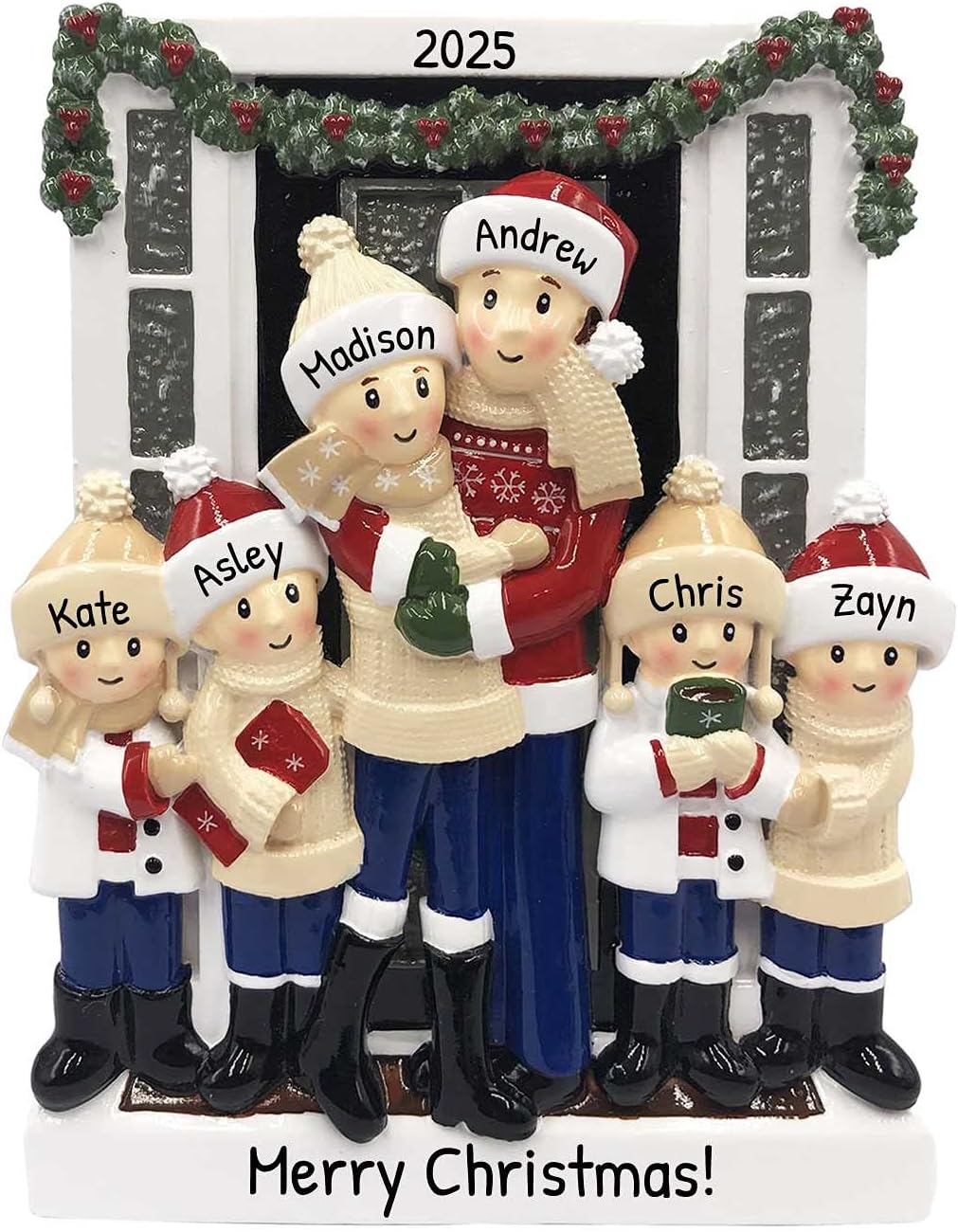 3D Welcoming Family of 6 Christmas Ornament 2025 Personalized Family Christmas Ornaments 2025 | Doorway Home Keepsake Personalized Tree Ornaments Customizable Gifts Winter Sweaters of Six Ornament