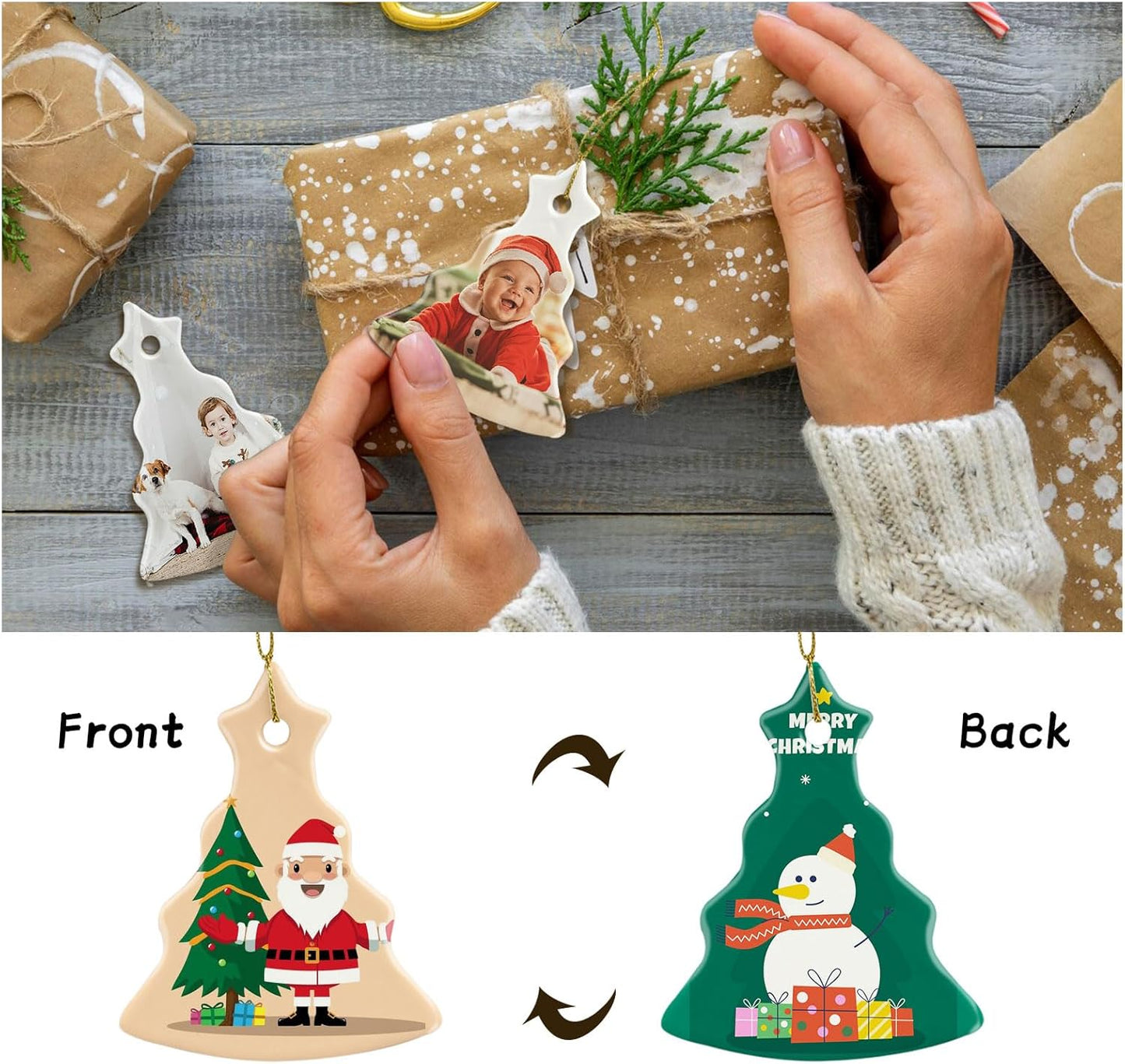 Sublimation Ceramic Ornament Blanks - Bulk White Porcelain Ornament for Heat Press Printing - Personalized Christmas Decoration Supplies (12, Tree)