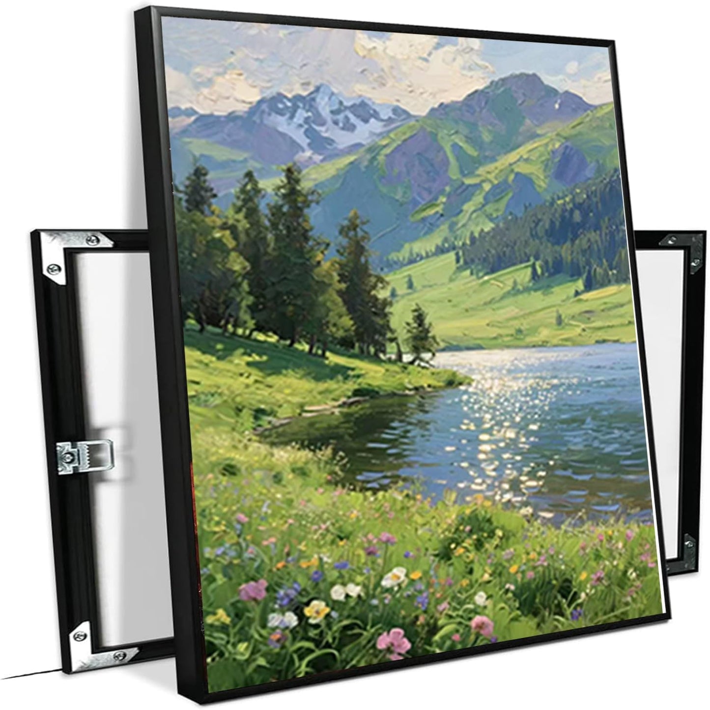 The scenery of mountain streams and green meadows is suitable for living rooms bedrooms offices landscape posters and wall paintings
