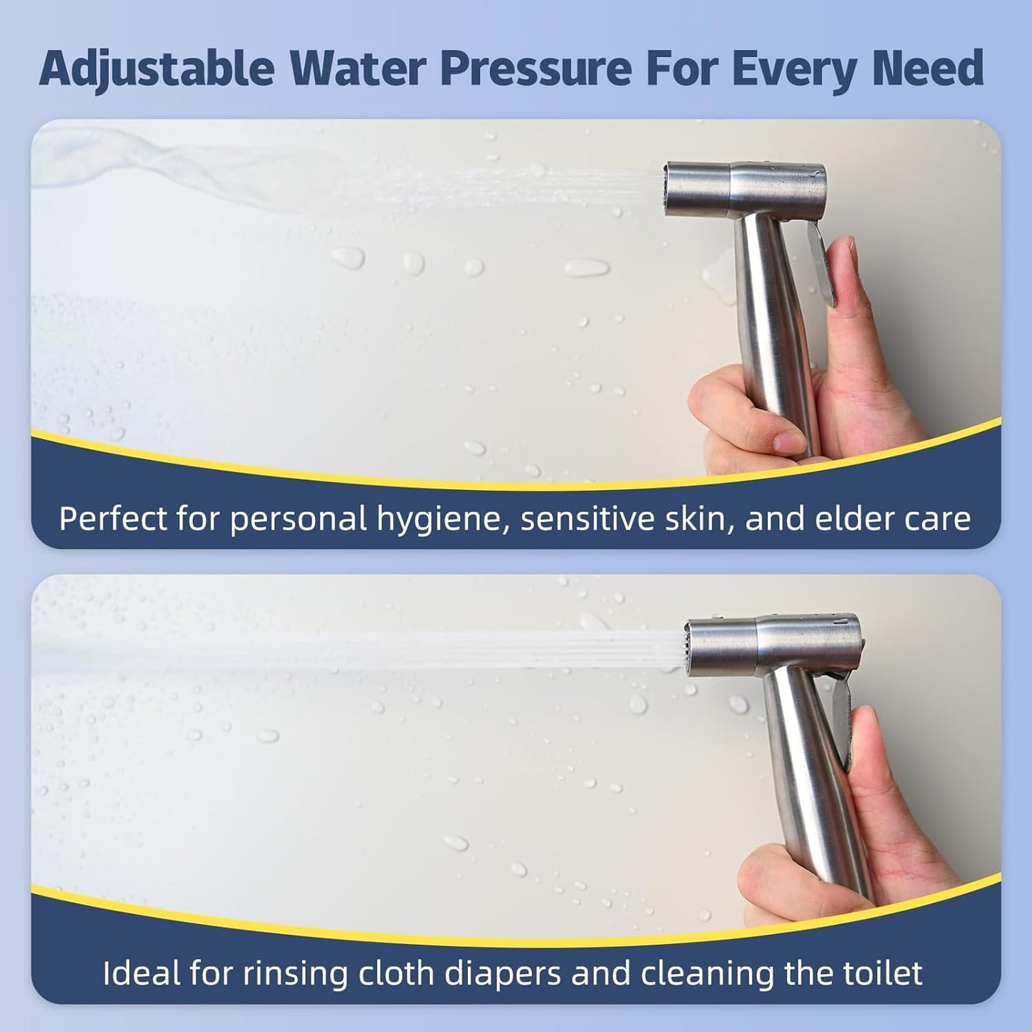 Handheld Bidet Sprayer for Toilet - Bidets for Existing Toilets Adjustable Water Pressure with Bidet Hose for Feminine Wash, Stainless Steel Muslim Shower Jet Spray for Toilet (Warm and Cold)