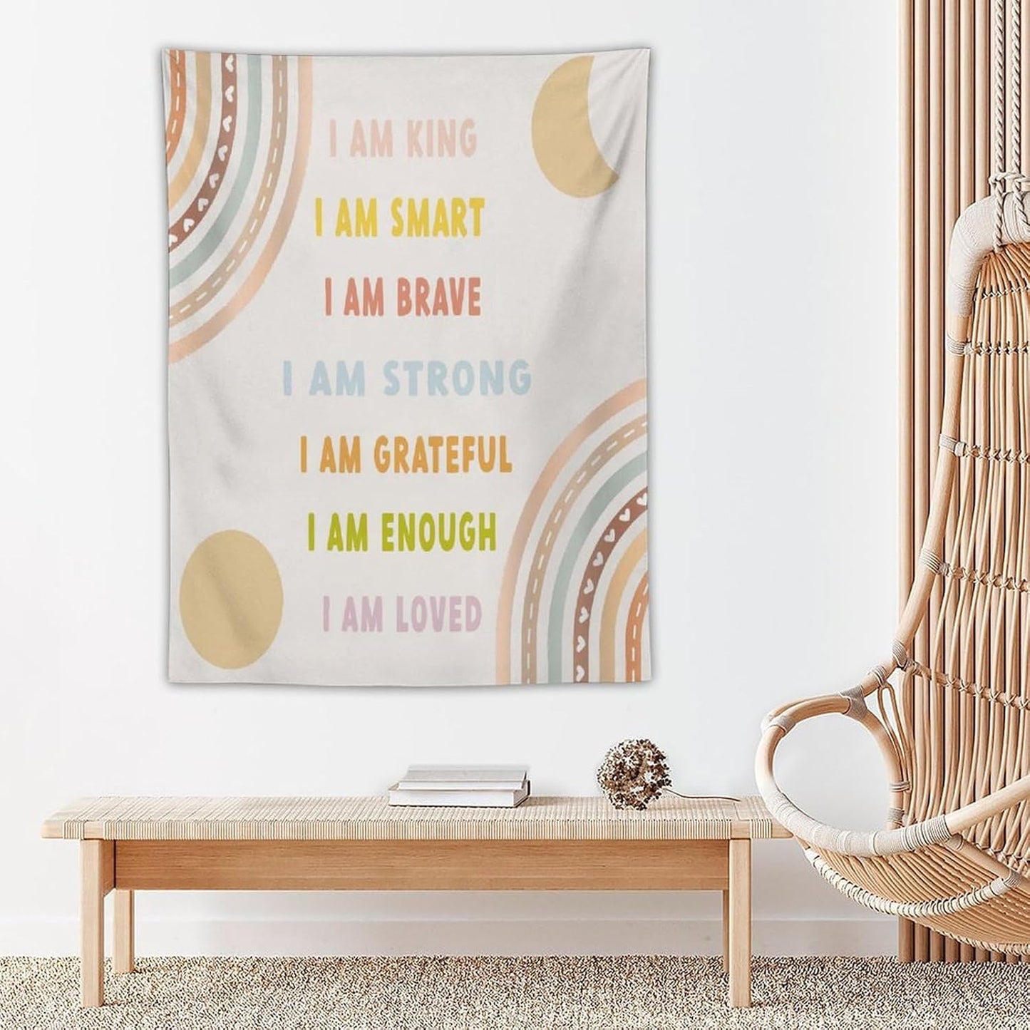 ICMOLYYENLO Boho Plant Aesthetic Tapestry, Abstract Medieval Arch Sun Home Aesthetic Wall Hanging For Bedroom Living Room Dormitory Tapestry 60x60 Inches