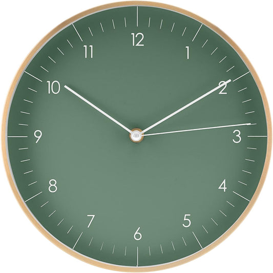 LUUK LIFESTYLE Wall Clock with Silent Movement, Without Ticking, Elegant and Functional Design, Housewarming Gift idea, Decorative, Dark Green and Gold