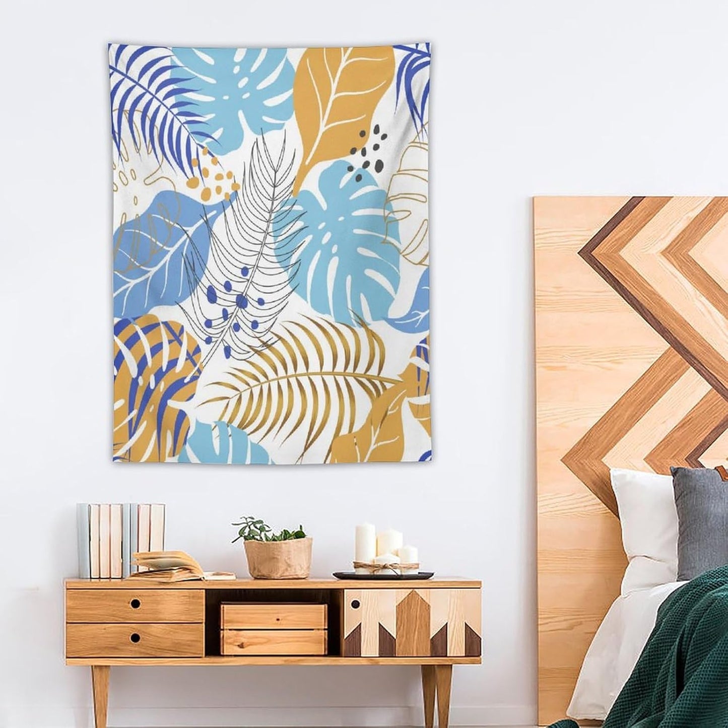 ICMOLYYENLO Tropical Palm Leaves Wall Tapestry, Wall Art for Room Decoration Beautiful Wall Hanging for Bedroom Living Room Dormitory Apartment 60x80 Inch