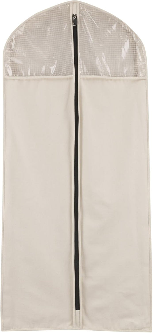 Household Essentials 3392-1 Cedarline Collection Hanging Garment Bag | Dress and Suit Protector | Natural Cotton Canvas,Off-White