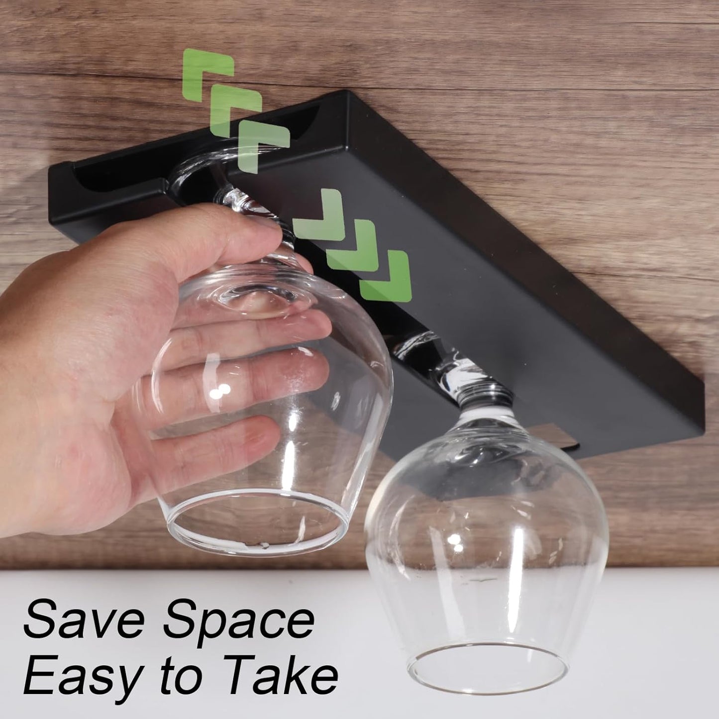 Wine Glass Holder Stemware Rack Hanger Under Cabinet or Counter for Bar,Kitchen and Restaurant Set of 4(black)