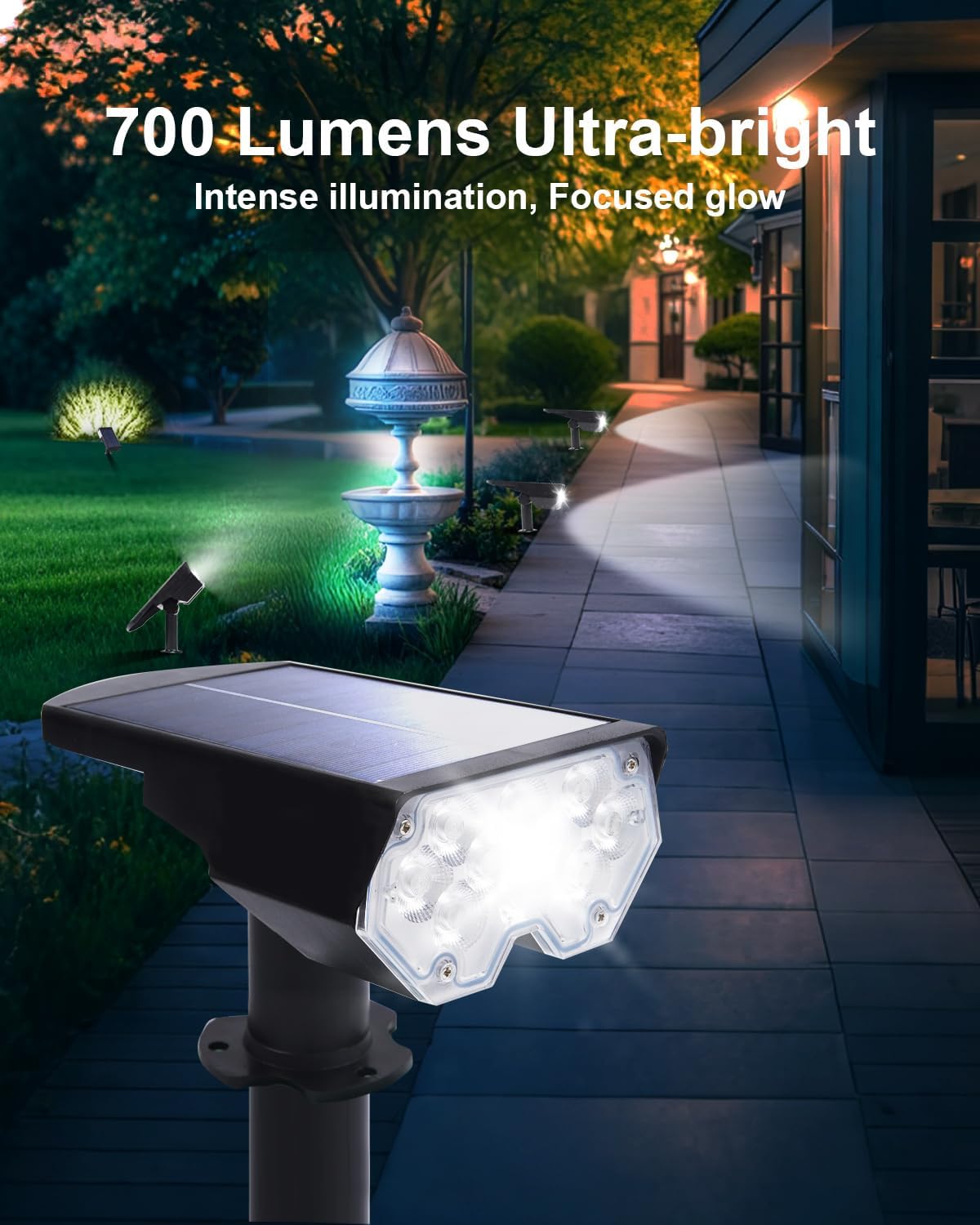 4 Pack Solar Powered Outdoor Spot Lights Outside Waterproof 20 LEDs Landscape Spotlights Dusk to Dawn for House Yard Tree, Plants, Walls, Path, Garden, Statues, Superior Accent Uplighting Cool White
