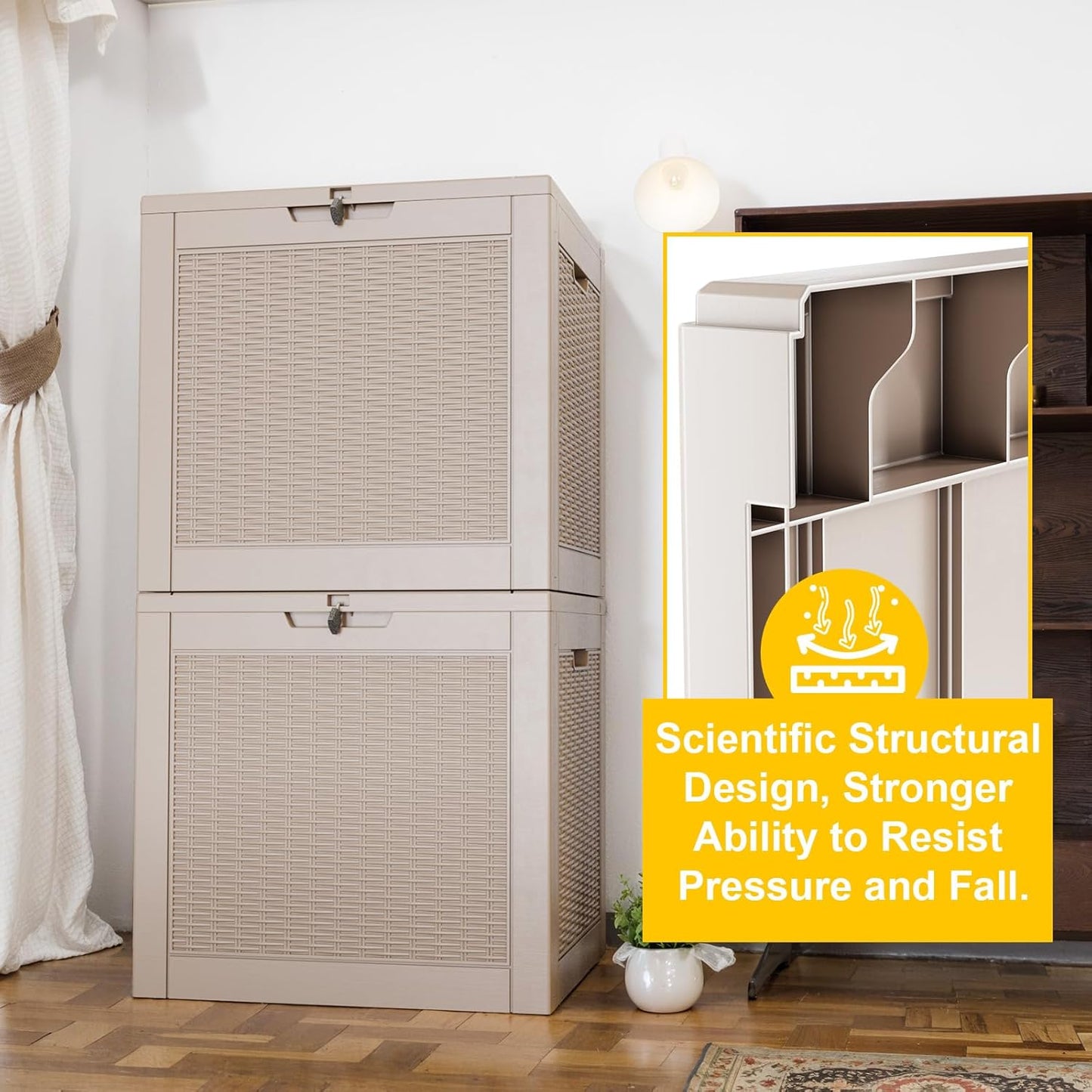 31 Gallon Outdoor Deck Box,Storage Lockable Waterproof Patio Furniture,Garden Tools,Cushions,Pool Accessories Outside Storage Resin Box(Grey)