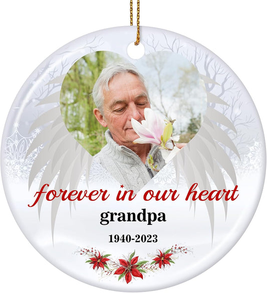 Customized Sympathy Gift for Loss of Loved One - Personalized Christmas Photo Ornaments 2025 - Custom Photo, Name, Years Memorial Gifts