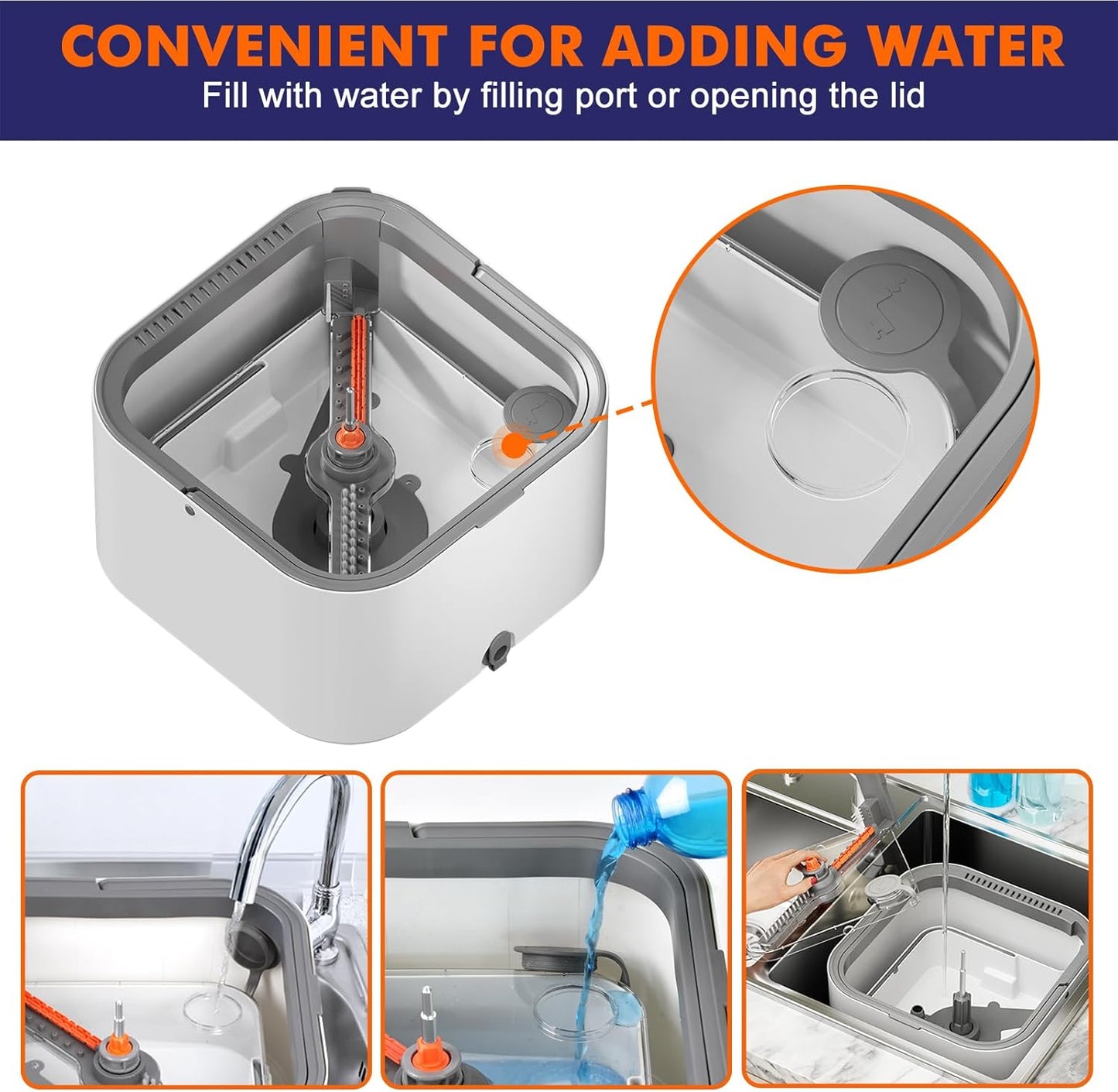 Upgraded Spin Mop and Bucket Self-Standing Mop Bucket Separate Dirty and Clean Water System Self Wringing 360° Rotating Clean Mop and Bucket Set (Light Gray, 10Pads Mop and Bucket Set)