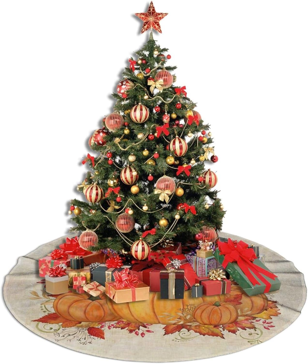 Christmas Tree Skirt,Fall Blessings Xmas Tree Skirt Rustic Farmhouse Tree Skirt for Christmas Decor Xmas Holiday Home Party Decorations36