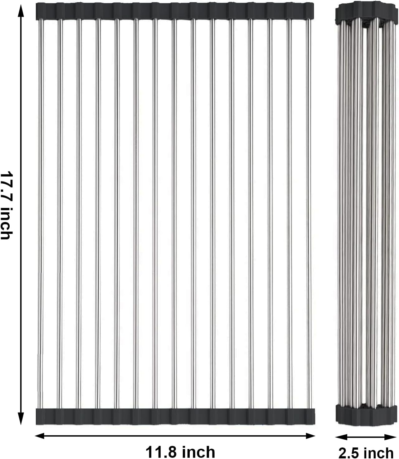 Searik Stainless Steel Over The Sink Dish Drying Rack, Roll Up Foldable Kitchen Sink Drainer Rack (17.7"x 11.8")