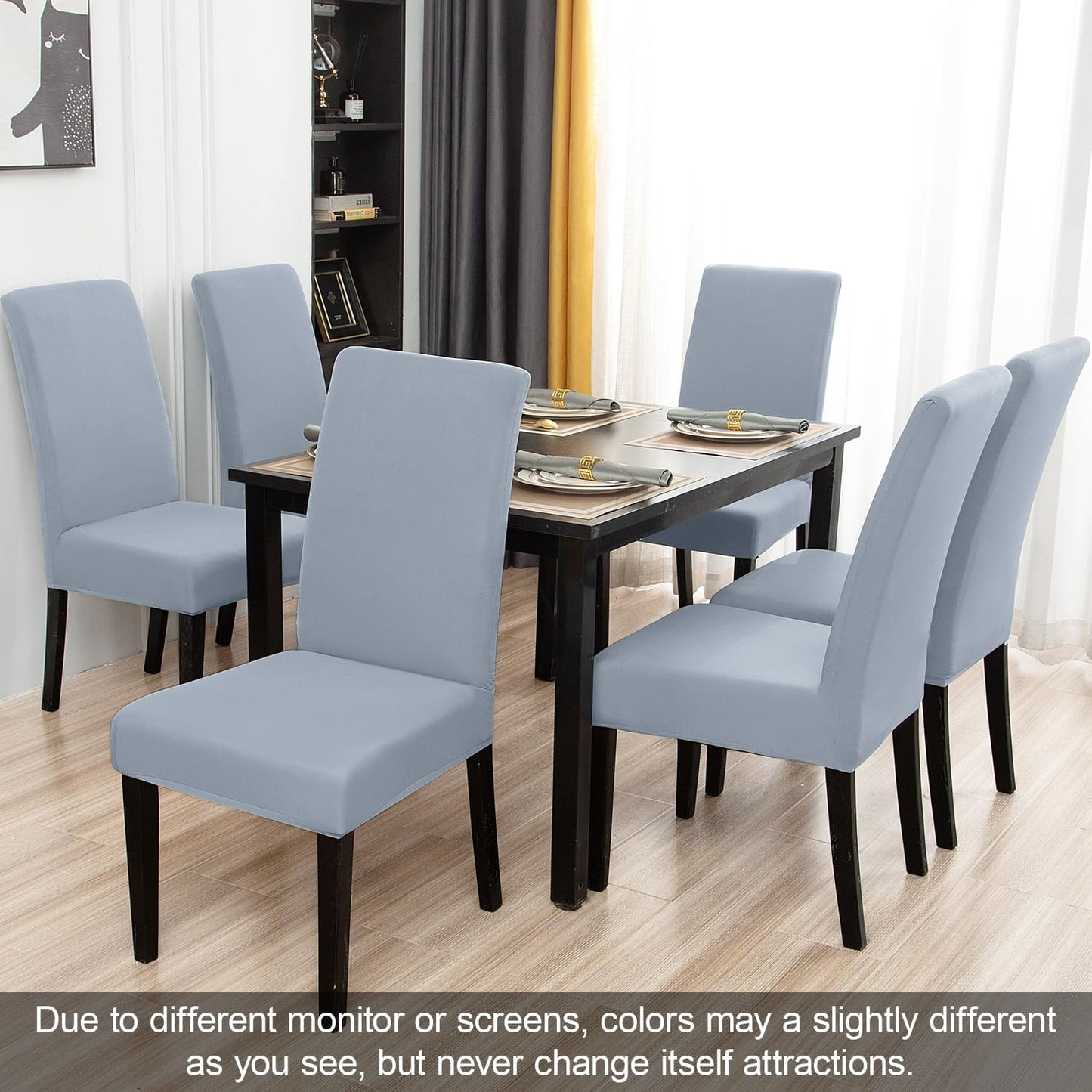 JQinHome Dining Room Chair Covers Set of 12, High Stretch Chair Slipcover Removable Washable Chair Seat Protector Cover for Home Party Hotel Wedding Ceremony (Light Grey)