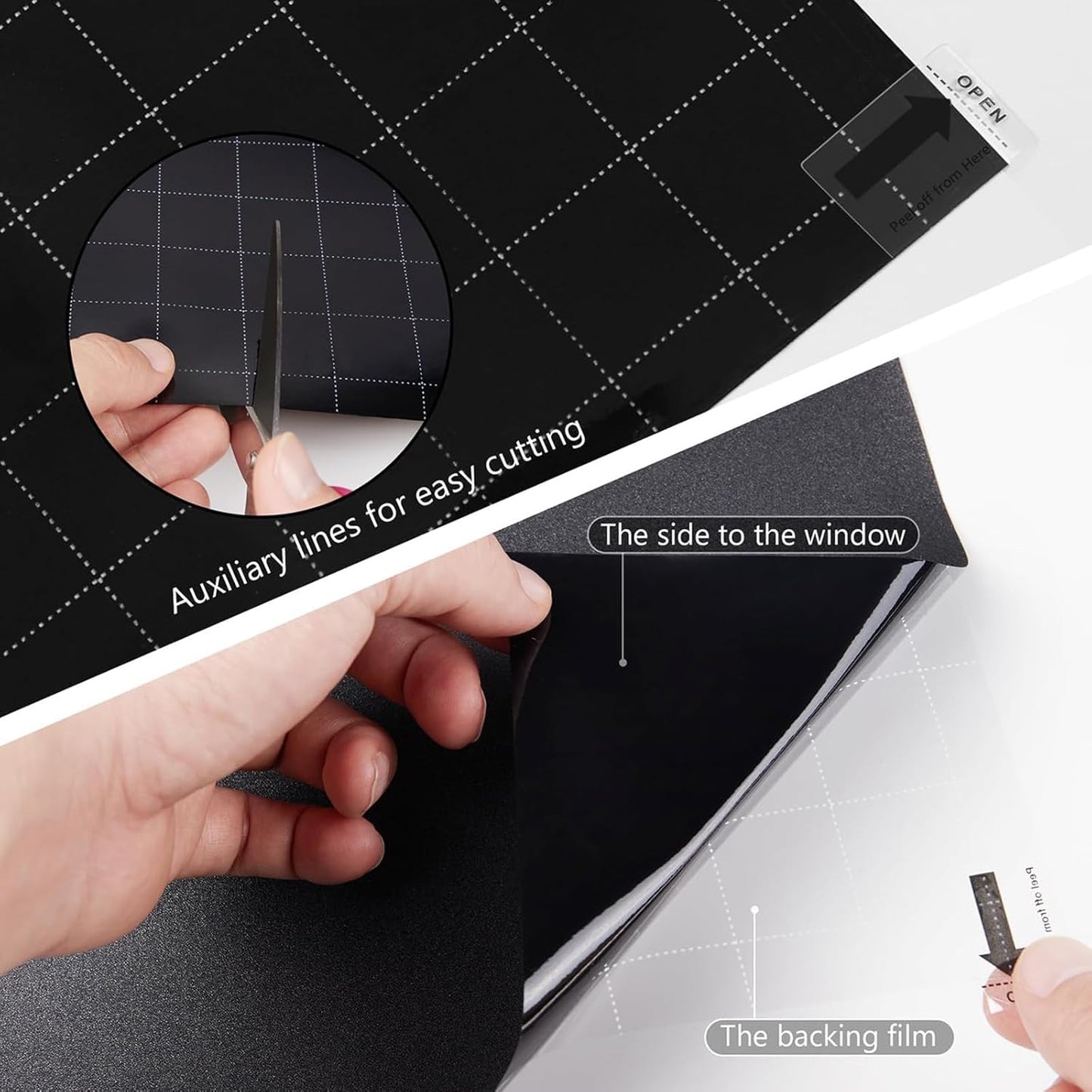 Kromapolis Blackout Window Privacy Film Total Light Blocking Room Darkening Window Covering, Removable Static Cling Frosted Glass Tint, Non-Adhesive, Black 29.5'' x 78.7''