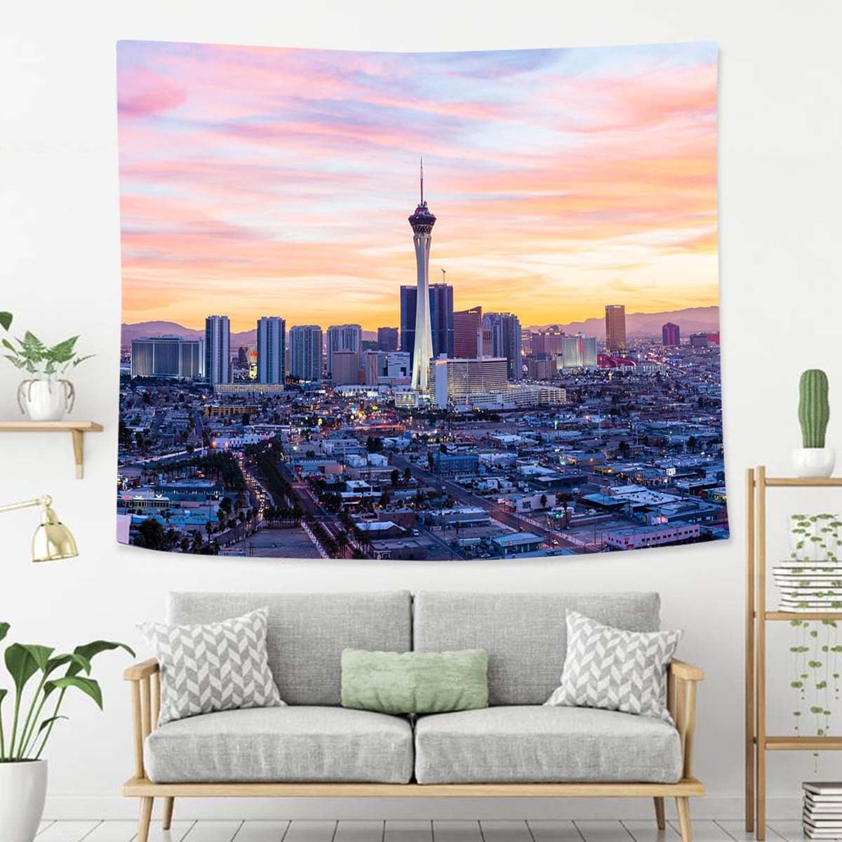 Las Vegas Tapestry For Bedroom Las Vegas City Skyline Tapestries Wall Hanging For Living Room Dorm Office 60×50 In