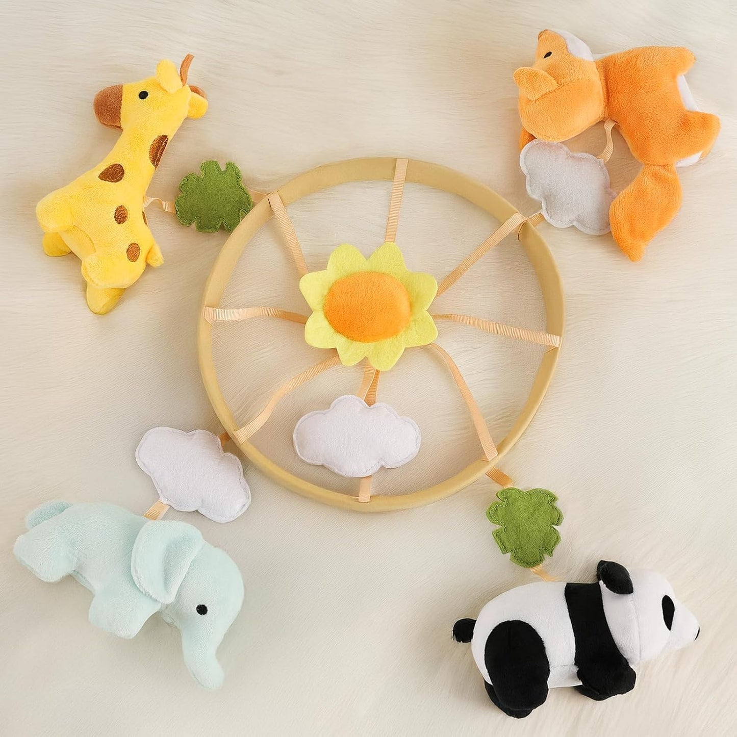 Animals Crib Mobile - Safari Baby Mobile for Crib with 12 Lullabies for Boys & Girls, Musical Baby Mobile for New Borns, Nursery Mobiles, Fits Standard Cribs