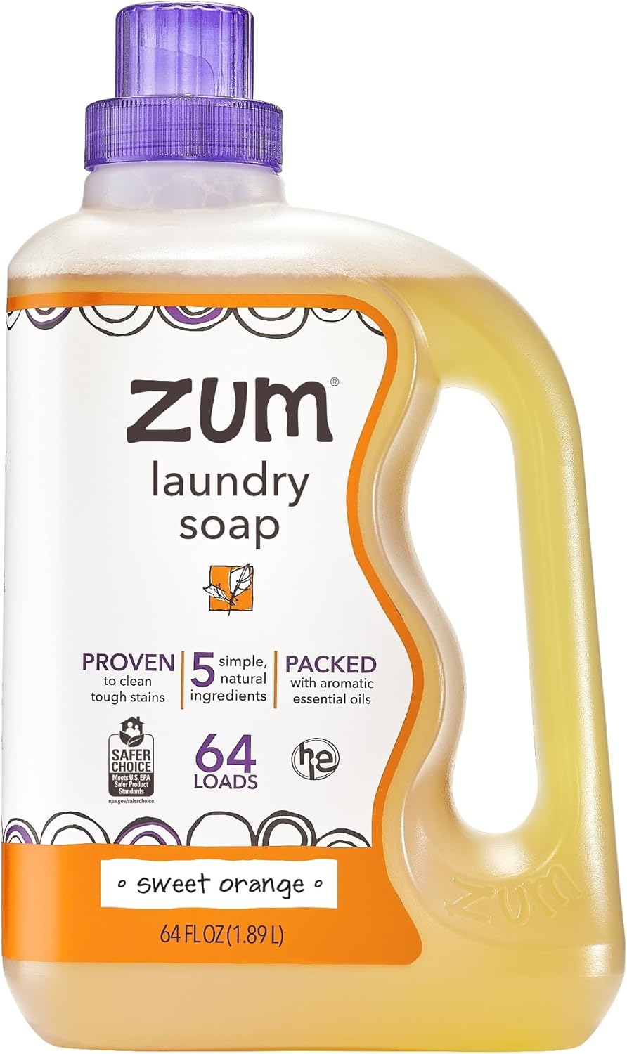 Indigo Wild Zum Clean Laundry Soap - Plant-Based Liquid Laundry Soap - Contains Baking Soda, Essential Oils & Saponified Coconut Oil - Sweet Orange Scent - 64 fl oz