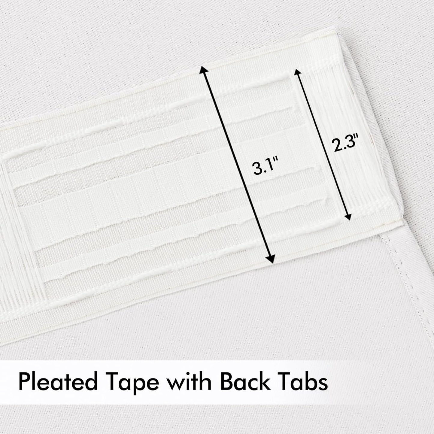 MIULEE Pure White Back Tab Blackout Curtains 90 Inches Long 2 Panels Set for Living Room Bedroom Privacy, Rod Pocket/Pinch Pleat Thermal Insulated Room Darkening Pleated Light Blocking Drapes