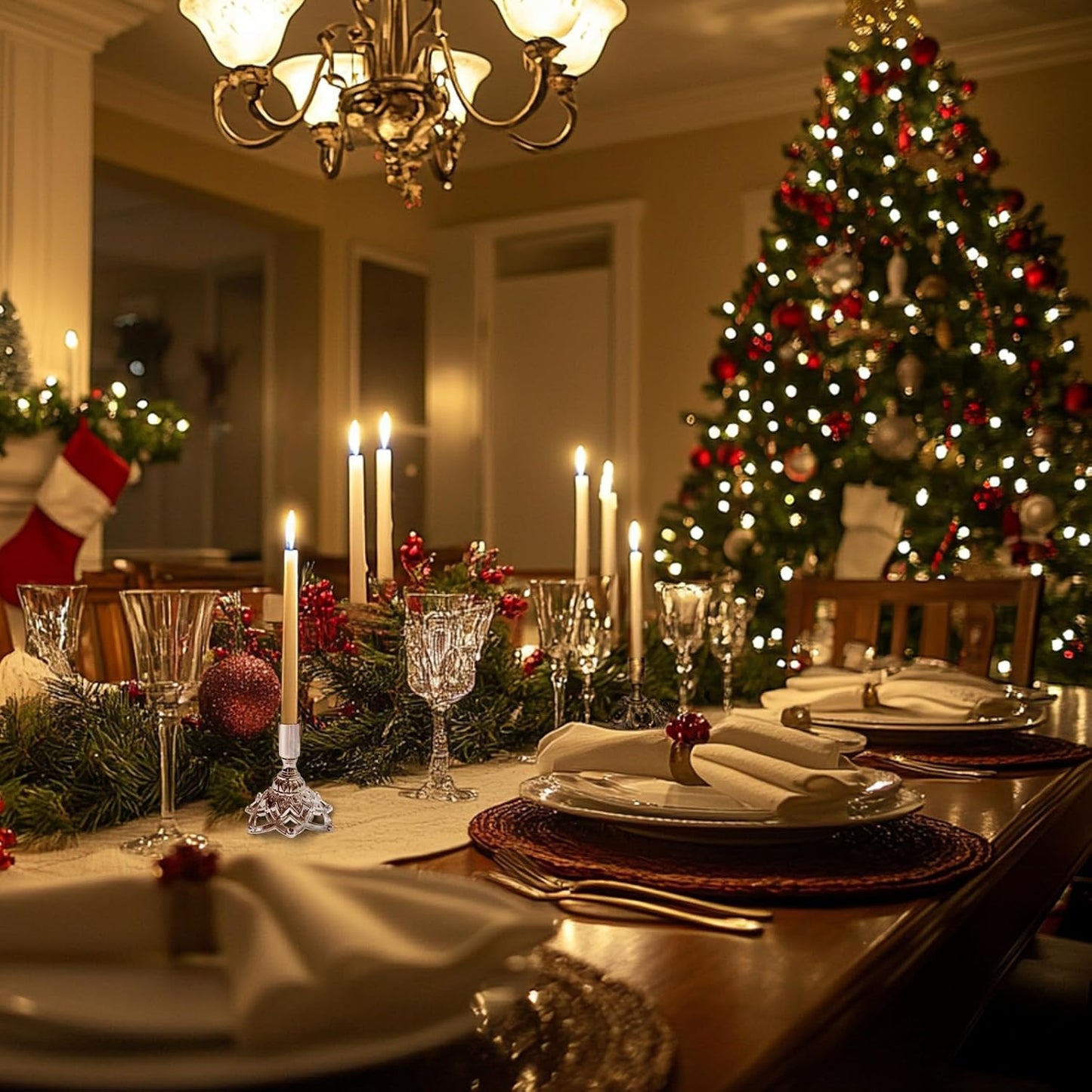 Candlestick Holders,Taper Candle Holder for Candlesticks Silver Plated Candle Metal Stick Candle Holders for Fireplace,Party, Dining,Wedding Decor,Fits 3/4 inch Thick Candle(Set of 6Pcs)