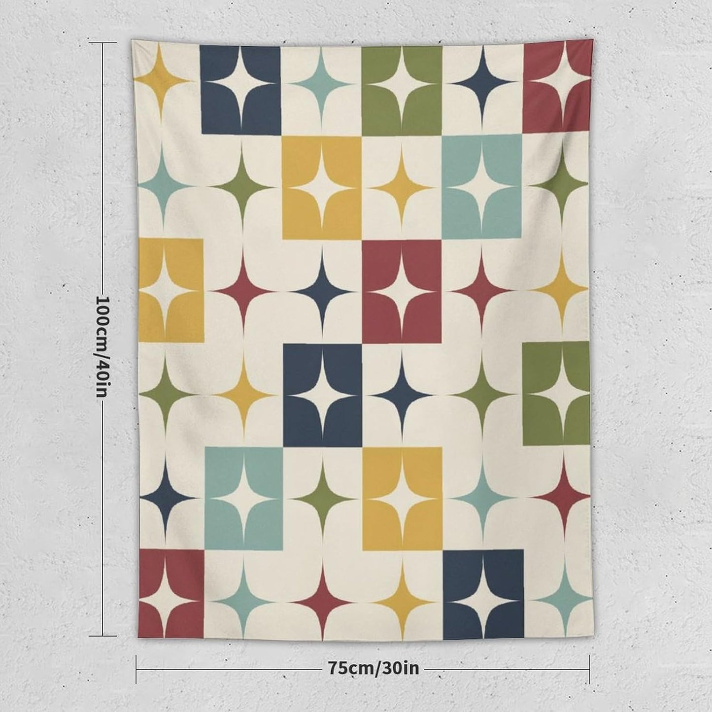 ICMOLYYENLO Boho Medieval Cat Tapestry, Abstract Atomic Starburst Geometric Aesthetic Art Wall Hanging For Bedroom Living Room Dormitory 60x60 Inches