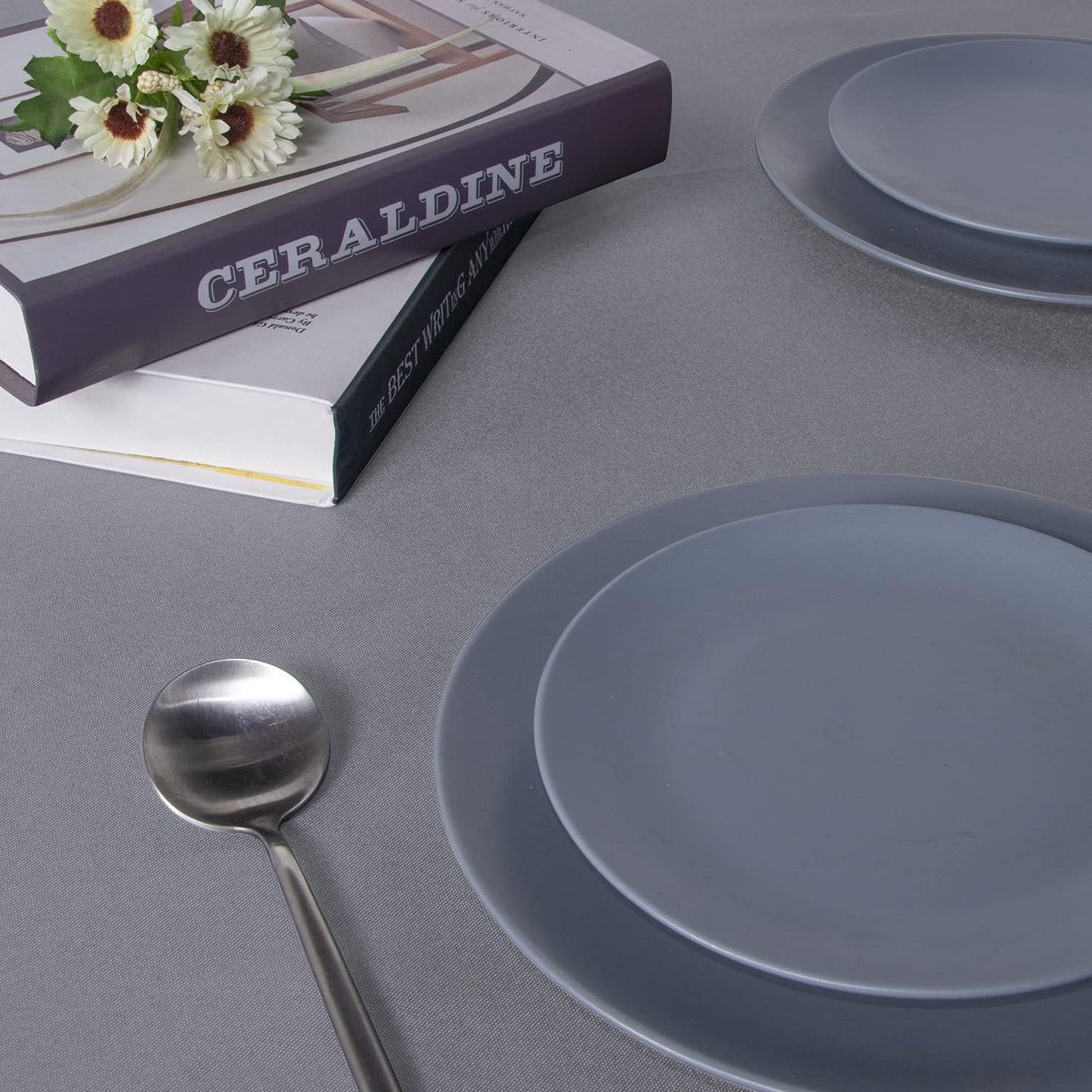 sancua Square Tablecloth - 60 x 60 Inch - Water Resistant Spill Proof Washable Polyester Table Cloth, Decorative Fabric Table Cover for Dining Tables, Buffet Parties and Camping, Light Grey