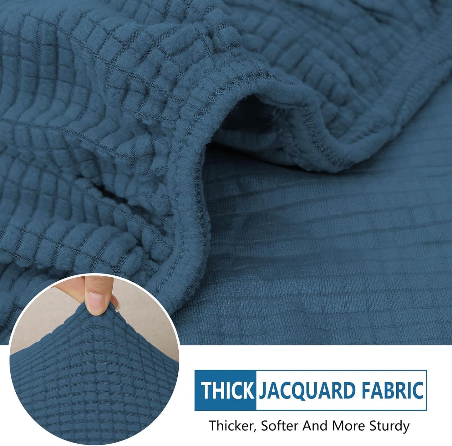 hyha Waterproof Sectional Couch Covers, Non Slip Sofa Couch Cushion Covers L Shape, Thick Stretch Jacquard Fabric, Washable Sofa Slipcovers with Elastic Bottom (1 Piece for Chaise, Blue)