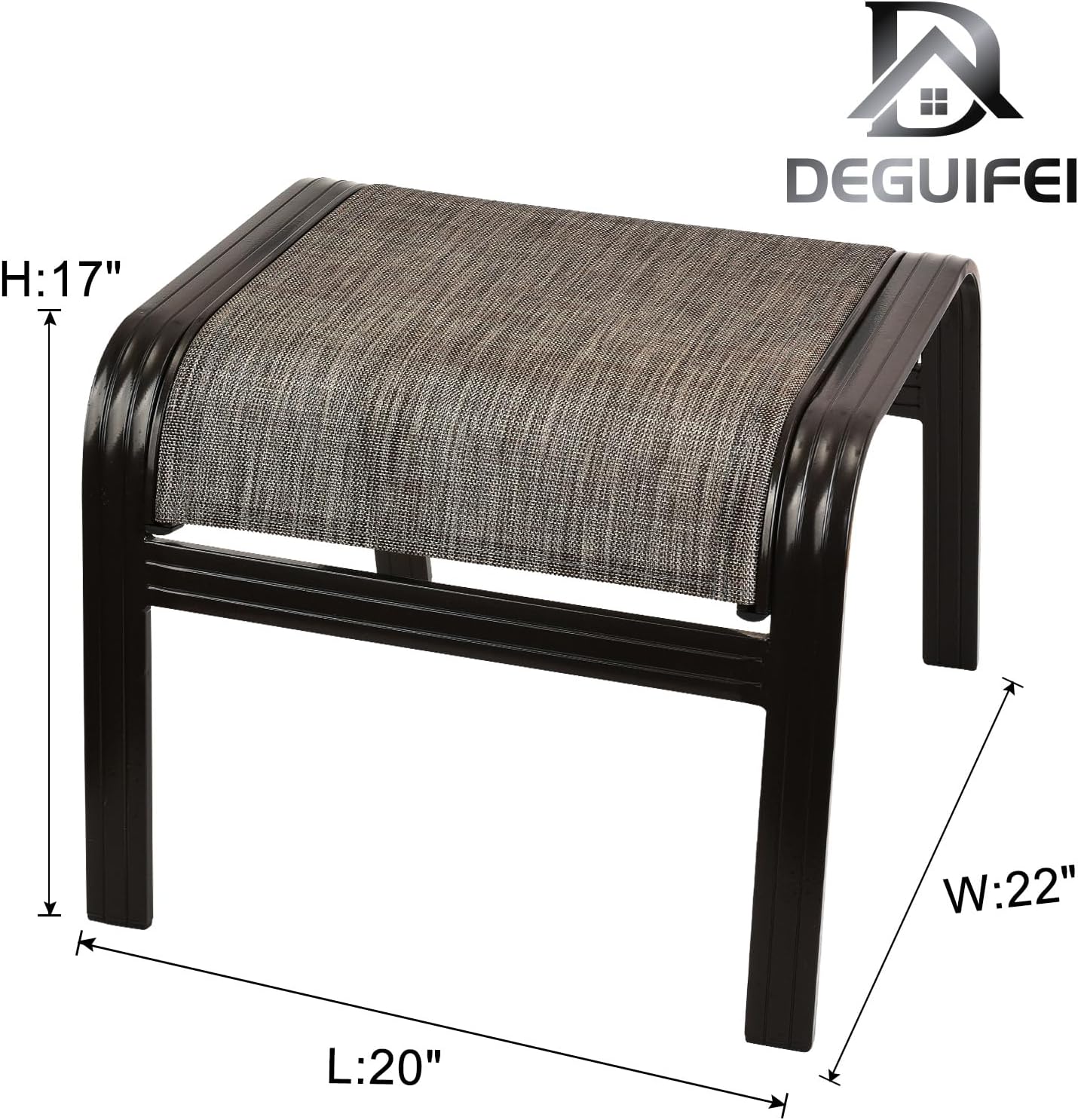 Patio Outdoor Ottoman Footstools Assembled Aluminum Footrest Side Table Small Chairs Patio Ottoman 2 Set Brown