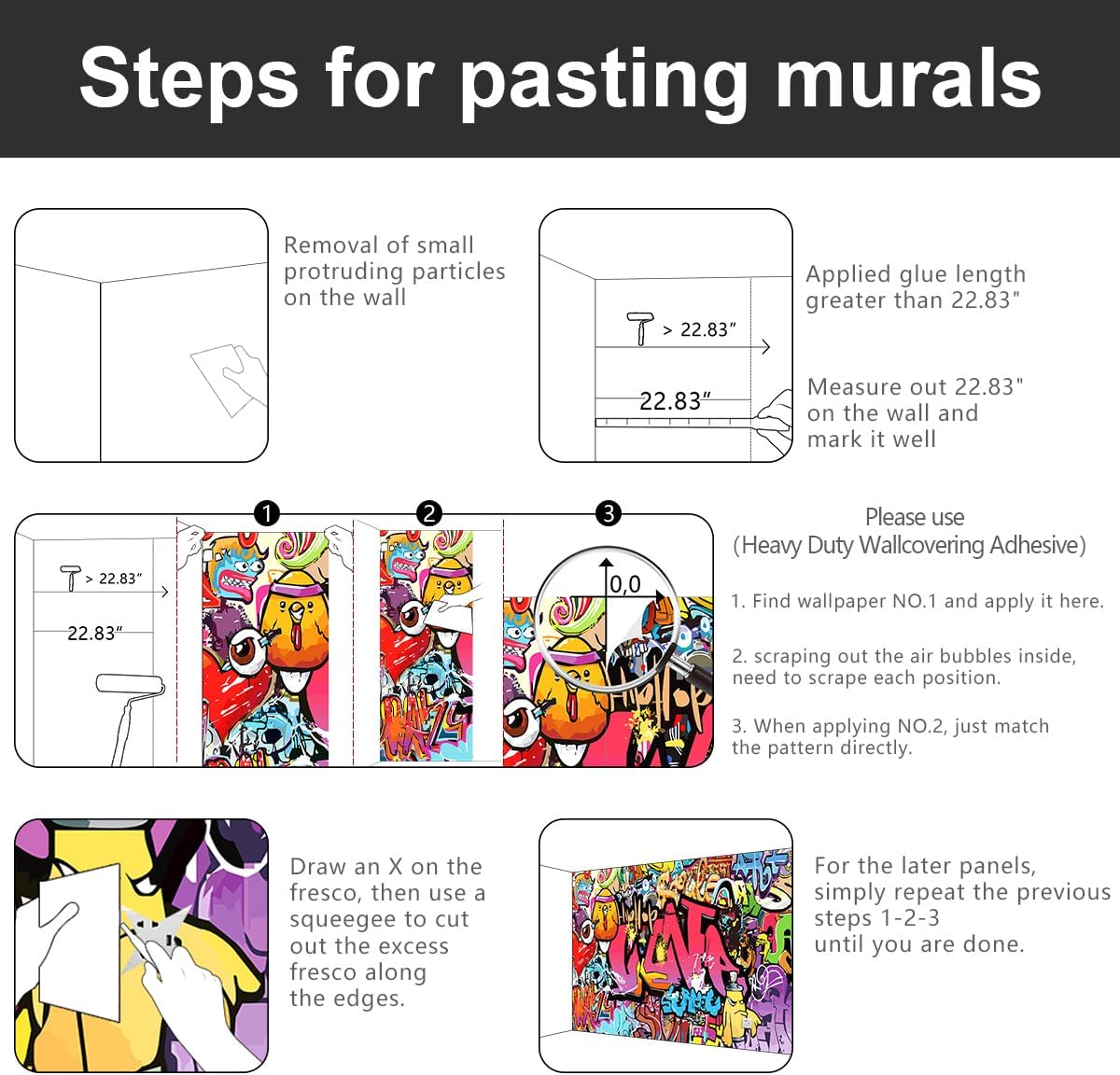 -Street Art Graffiti Wallpaper Fabric Wallpaper Living Room Bedroom Bathroom Boys Girls Children's Room Abstract Large Wall Mural- 183"x120"（ not Peel and Stick）