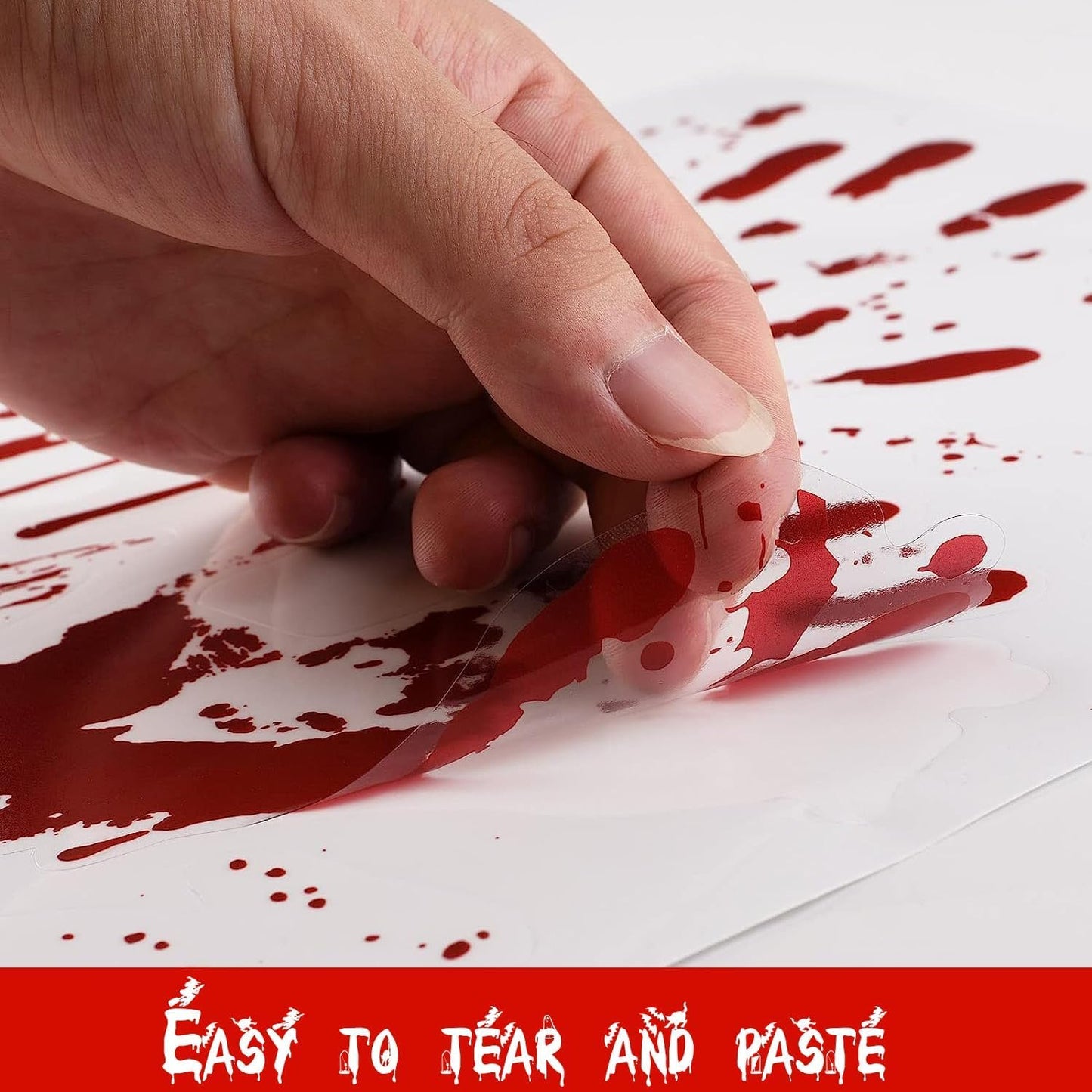 Halloween Decorations, 8 Sheet/95Pcs Halloween Bloody Handprint Footprint Wall Decal Floor Clings, Horror Handprint Home PVC Halloween Decoration Window Stickers