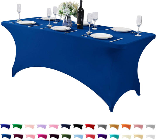 Spandex Table Cover for 6Ft or 4fT or 8ft Table Universal Fitted Stretch Tablecloth for Party, Banquet, Wedding and Events-Classicblue
