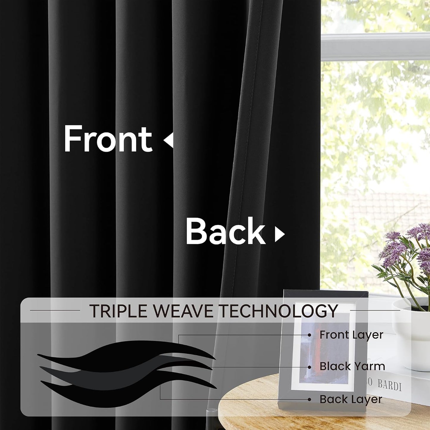 KangBang Pinch Pleated Blackout Curtains 90 Inch Long for Bedroom, Thermal Insulated Privacy Assured Memory Shape Window Curtains with Adjustable Hooks 2 Panels,40Wx90L, Black