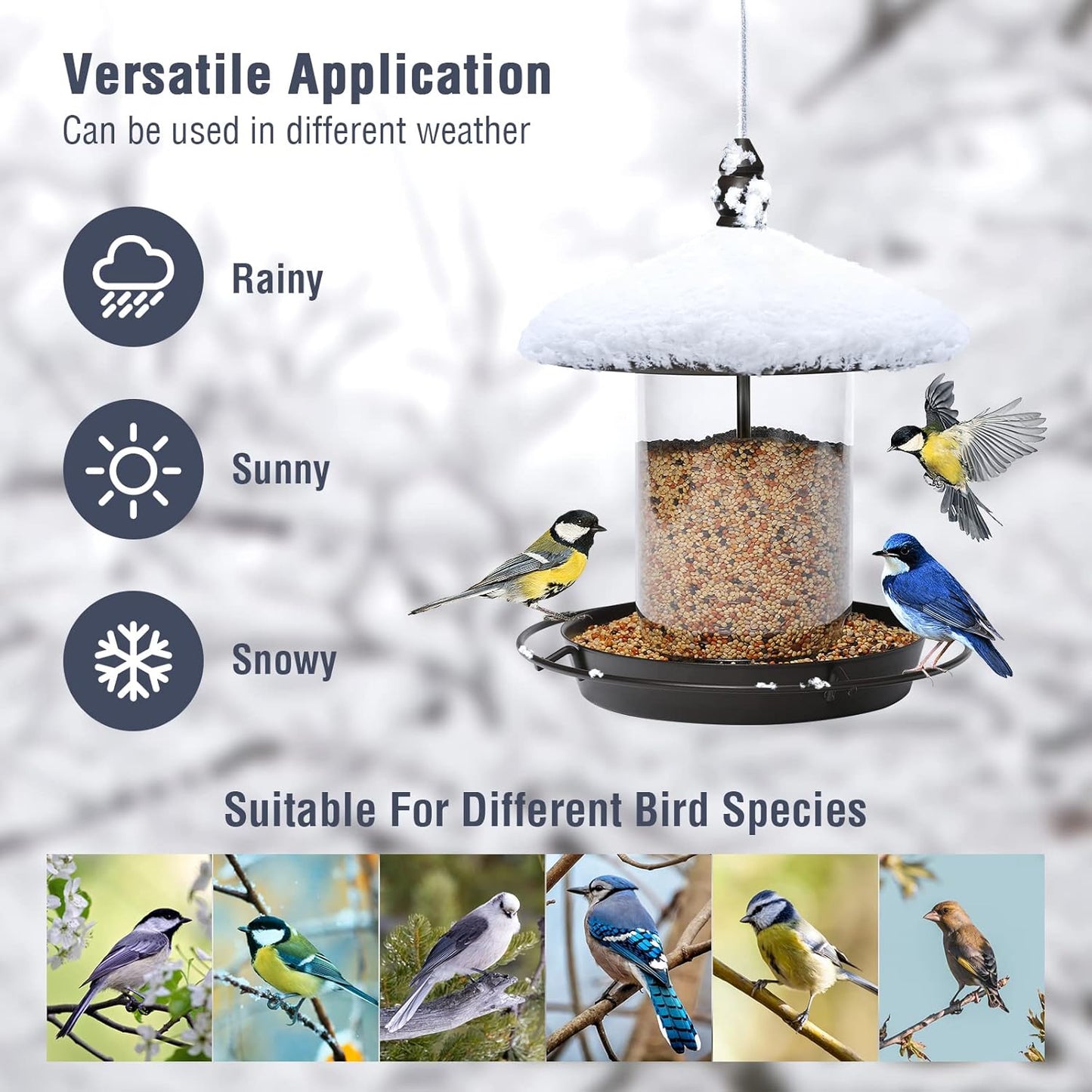 Metal Roof Bird Feeder - Chew Proof for Outdoor Hanging Wild Bird Seeds. Bronze