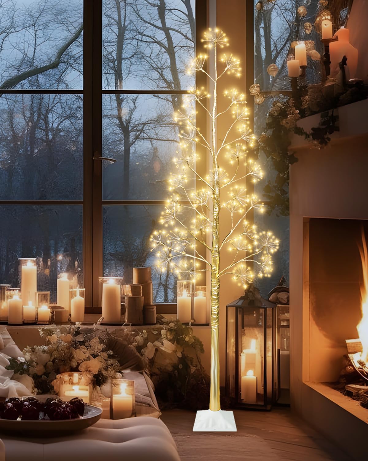 6FT Lighted Birch Tree Christmas Artificial Twig Tree with 660 LED Lights Timer 8 Mode Xmas Tree for Holiday Party Wedding Indoor Outdoor Decor