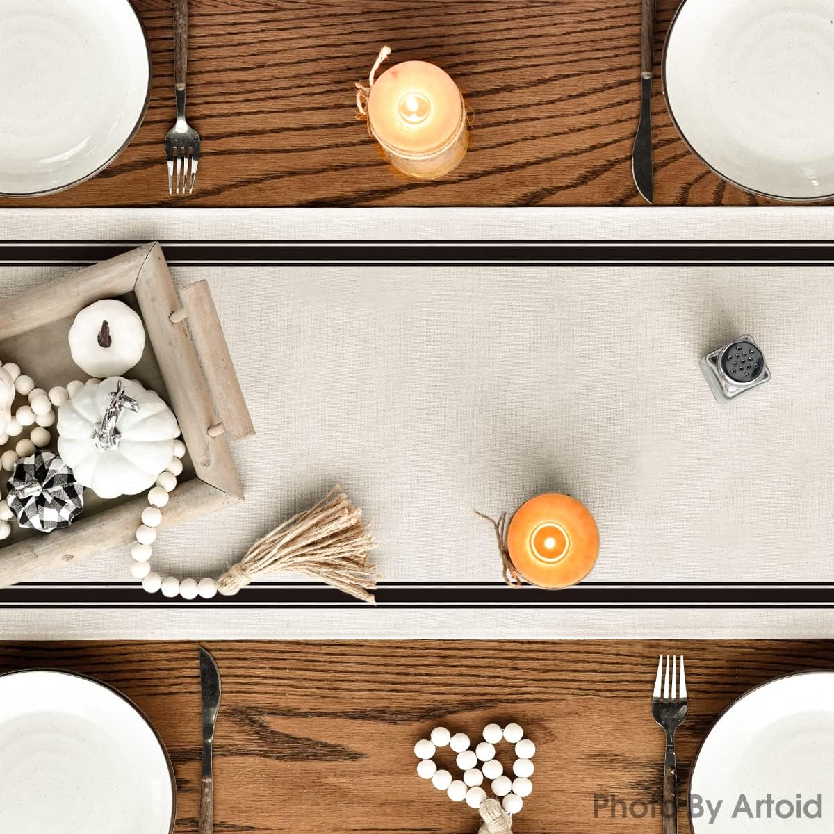 Artoid Mode Hello Fall Pumpkin Table Runner, Seasonal Harvest Vintage Thanksgiving Kitchen Dining Table Decoration for Indoor Outdoor Home Party Decor 13 x 108 Inch