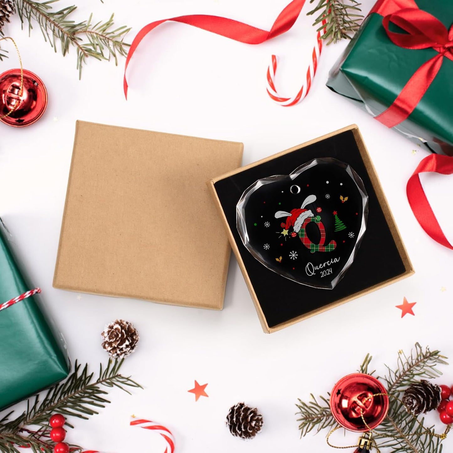 Personalized Christmas Ornaments with Initial Name, Acrylic Custom Monogram Initial A-Z Christmas Ornament 2025 for Kids Family Friends, Customized Letter Name Ornaments for Christmas Tree Decorations