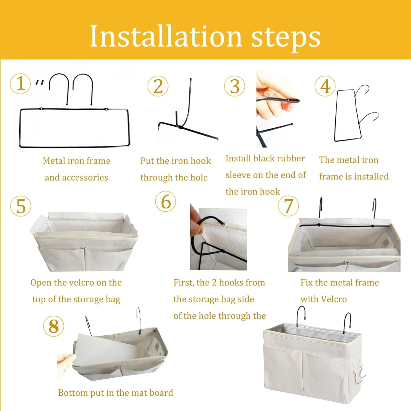 2-Pack Bedside Caddy, Bedside Hanging Storage Organizer for College Dorm Beds, Bunk Beds and Hospital Beds Rails, The Hanging Basket Can be Placed Magazine, Books, Phones,kettle, Glasses (Grey)