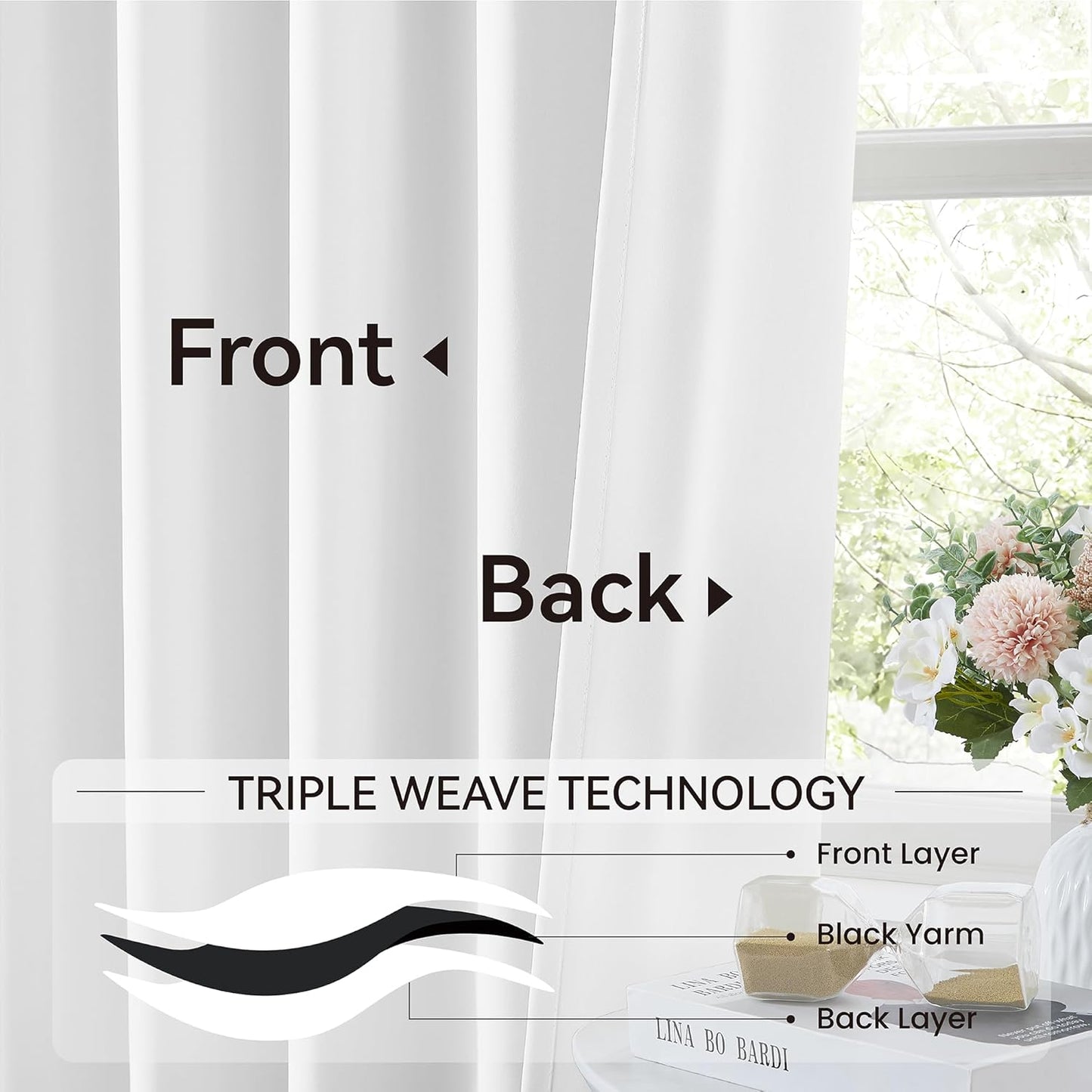 2PCs White Pinch Pleat Wide Drapes for Sliding Glass Door 60Wx102L Inches, Light Blocking Thermal Insulated Soft & Vertical Curtains for French Door Cottage, Elegant Modern Stylish Home Decor