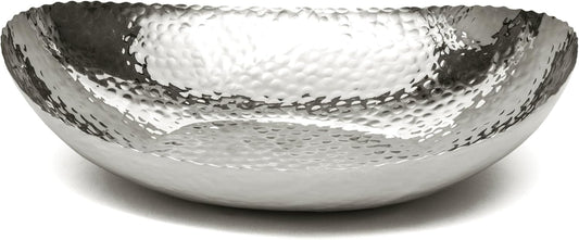 Monarch Abode Hand Hammered Decorative Bowl for Home Decor, 12.75-Inch Polished Stainless Steel – Key Bowl for Entryway Table, Catch All, Decorative Fruit Basin, Key Holder, Bowls for Home Decor