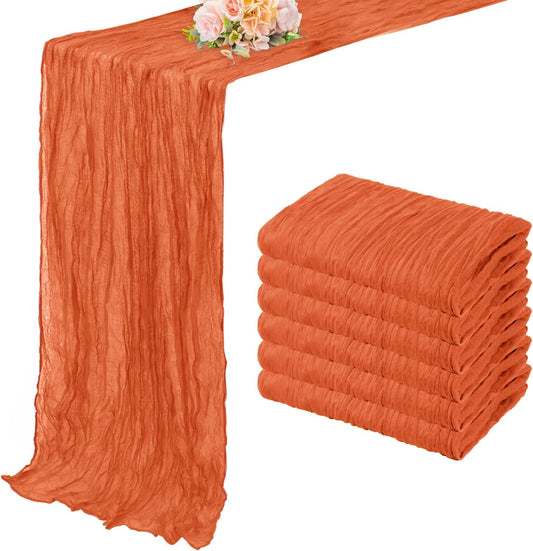Orange Cheesecloth Table Runner 6 Pack 10FT Boho Fabric Rustic Cheese Cloth Table Runner for Wedding 20 x 120 Inch Long Bridal Shower Baby Shower Gauze Sheer Birthday Party Table Decorations