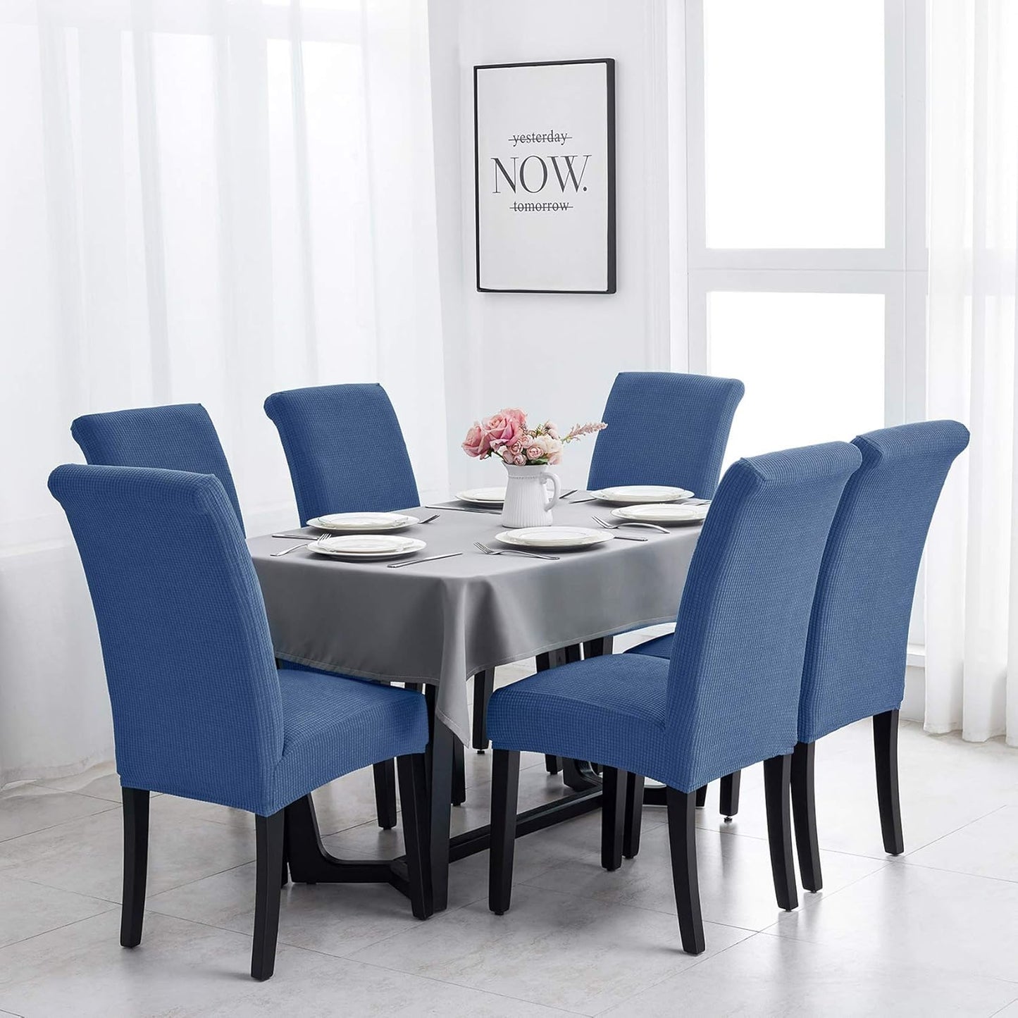 Joccun Chair Covers for Dining Room Set of 4, Dining Chair Slipcovers Stretch Dining Room Chair Covers Seat Protector,Washable Parsons Chair Cover for Home,Banquet(Riverside,4 Pack)