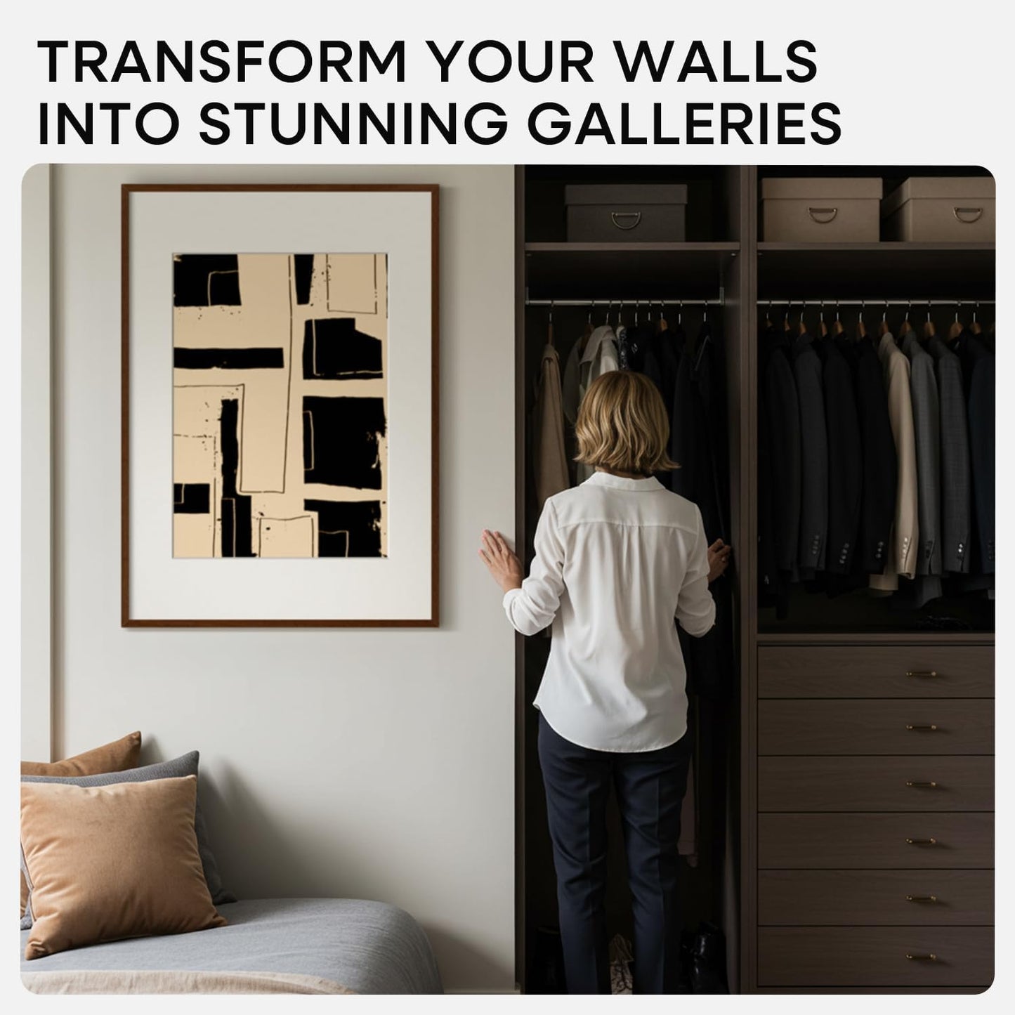 Homeforia A1 Poster Frame Brown, High End Dark Oak 23.4 x 33.1 Wooden Picture Frames Matted to 16.5 by 23.4 Photo, A1 Walnut Wood Frame with Mat A2, 23.4x33.1 Frame, Tempered Glass, Wall Kit, Set of 1