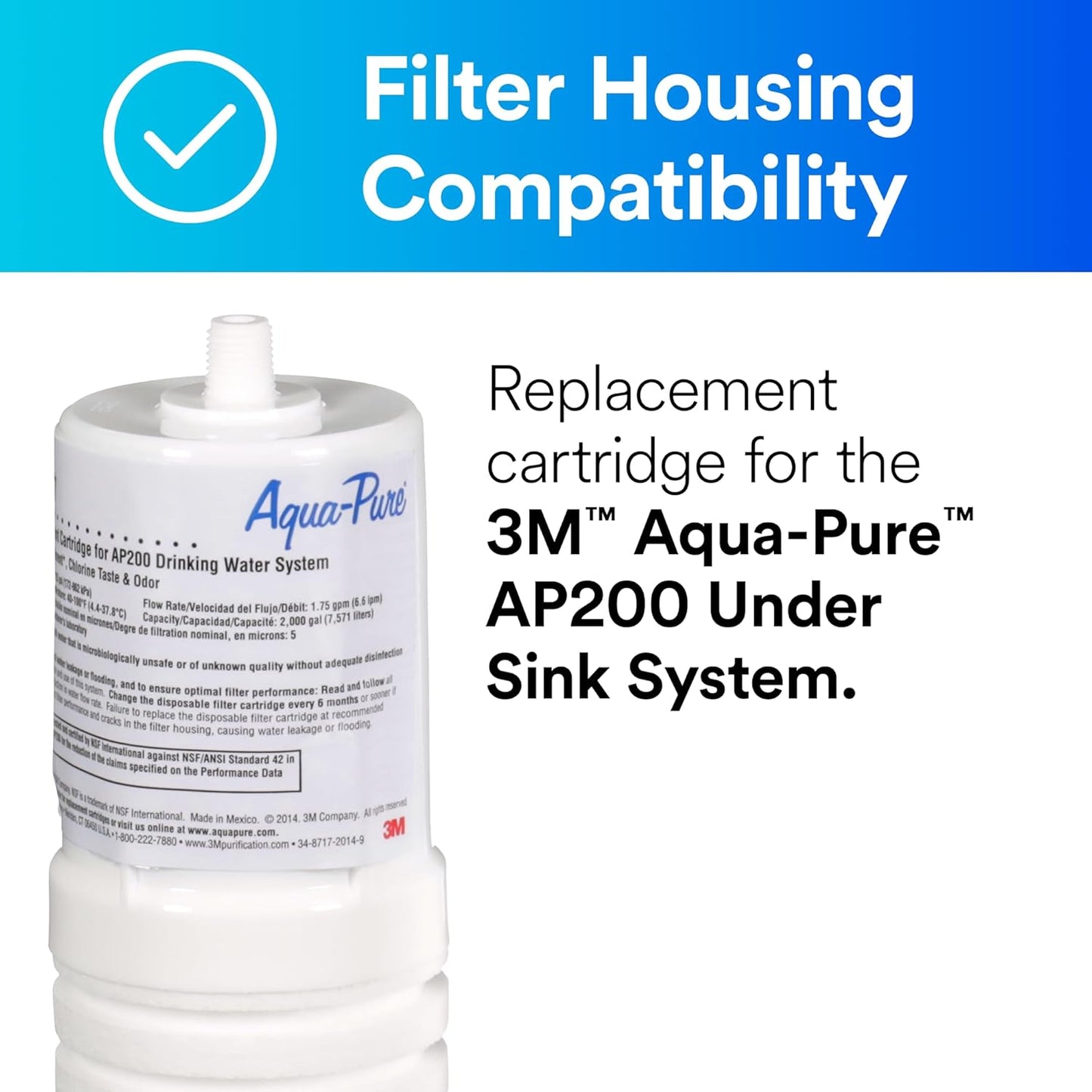 3M Aqua-Pure Under Sink Replacement Water Filter Cartridge AP217, for use in AP200 System (2-pack)