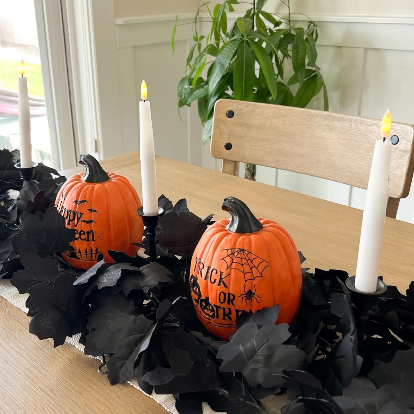 CQURE 8 Pack Black Fall Leaf Garland,Total 35.4Ft Halloween Garland Hanging Vines Artificial Fall Maple Leaves Thanksgiving Decor for Home Wedding Fireplace Christmas